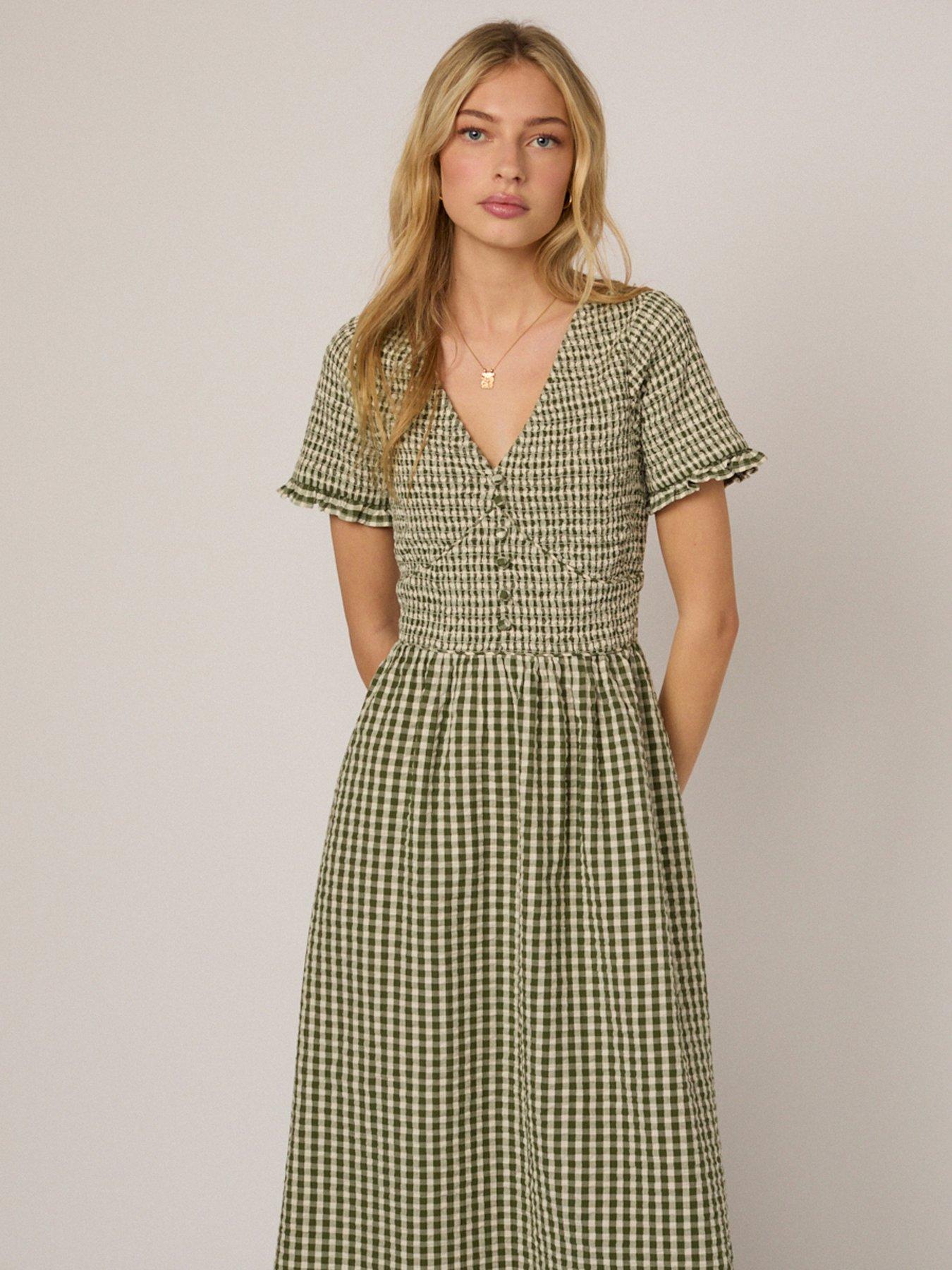 green gingham starlight midi dress Green Gingham Starlight Midi Dress