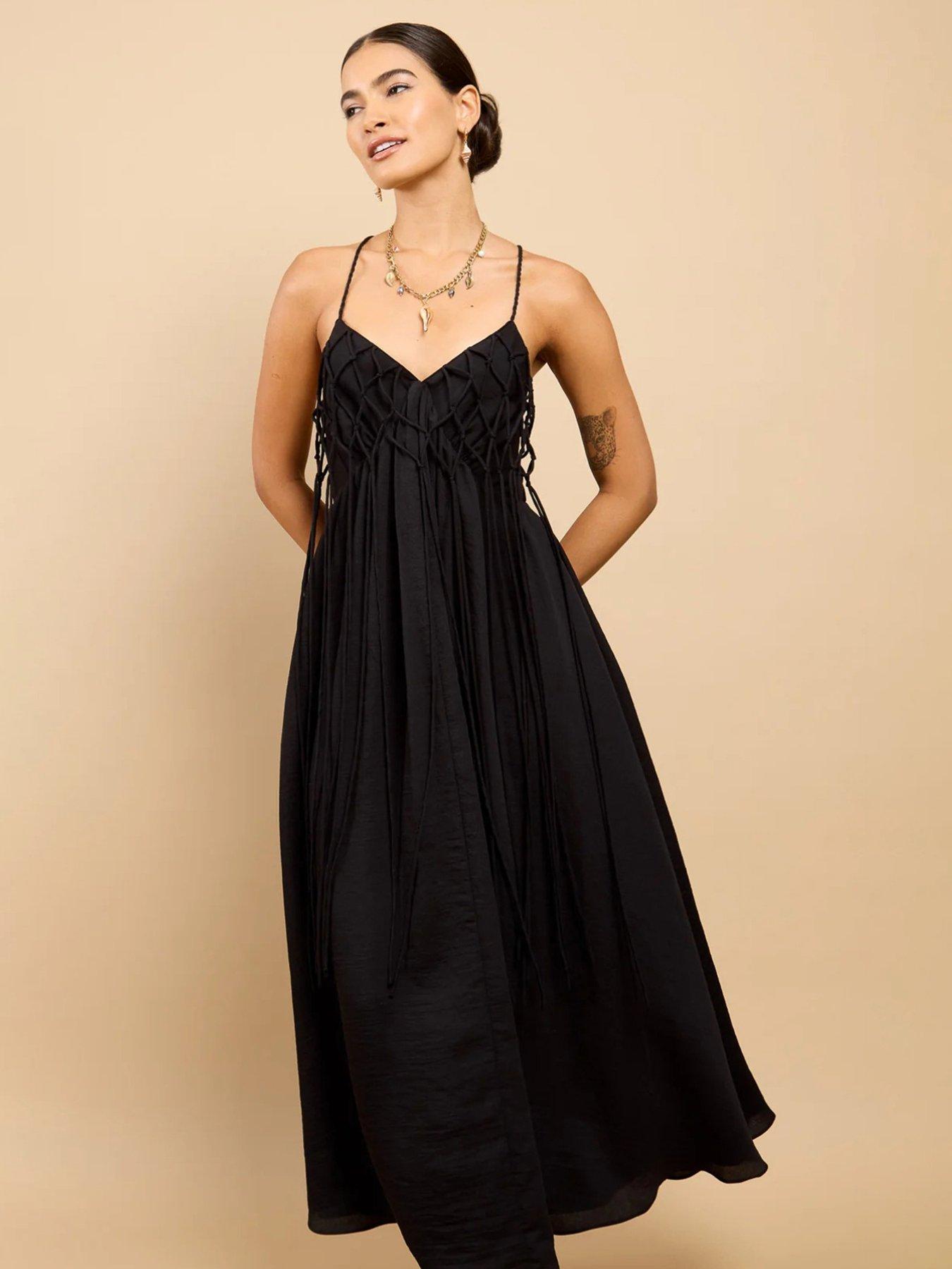 Image 3 of 5 of Little Mistress Black Tassel Midaxi Dress