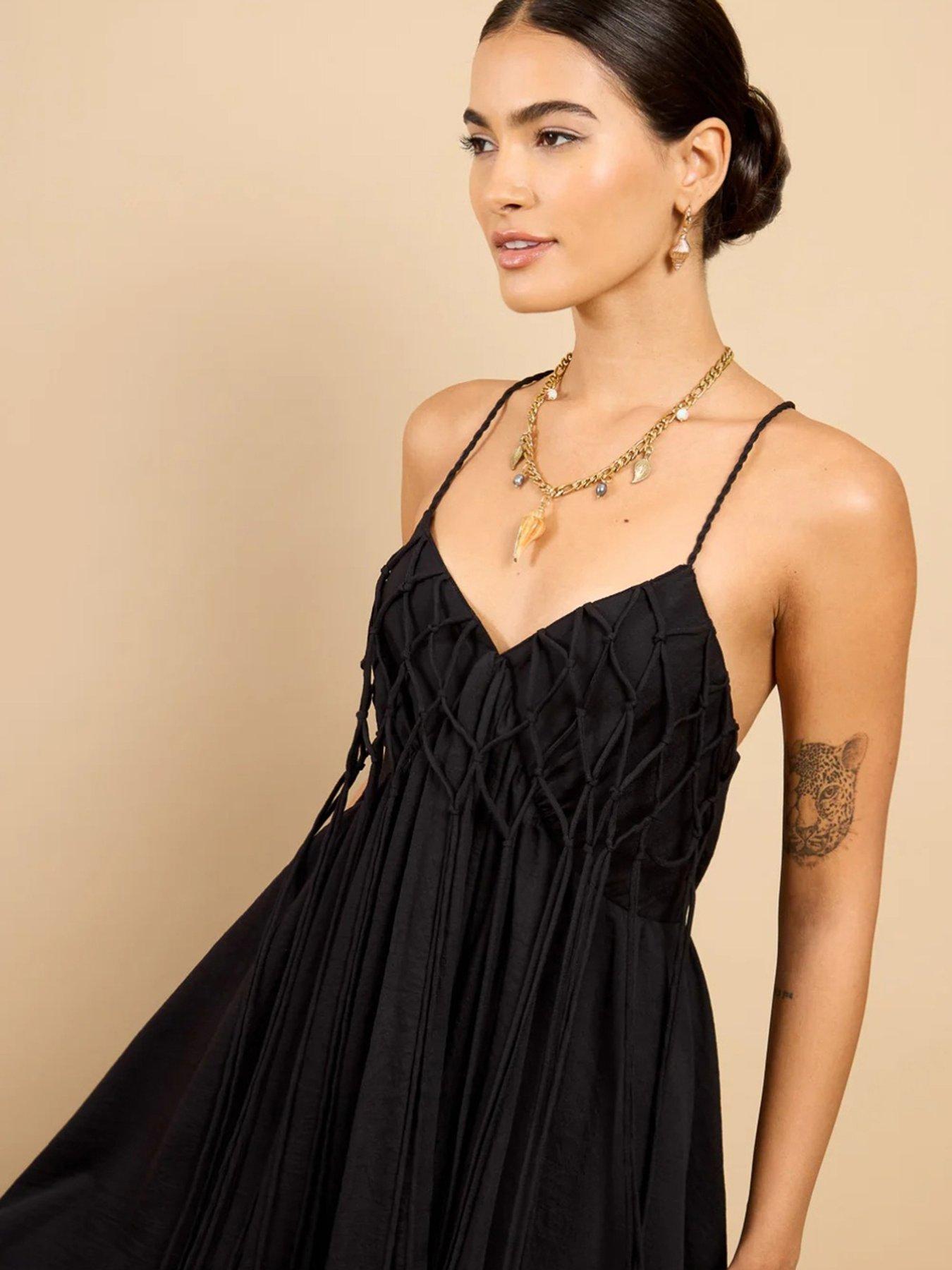 Image 4 of 5 of Little Mistress Black Tassel Midaxi Dress