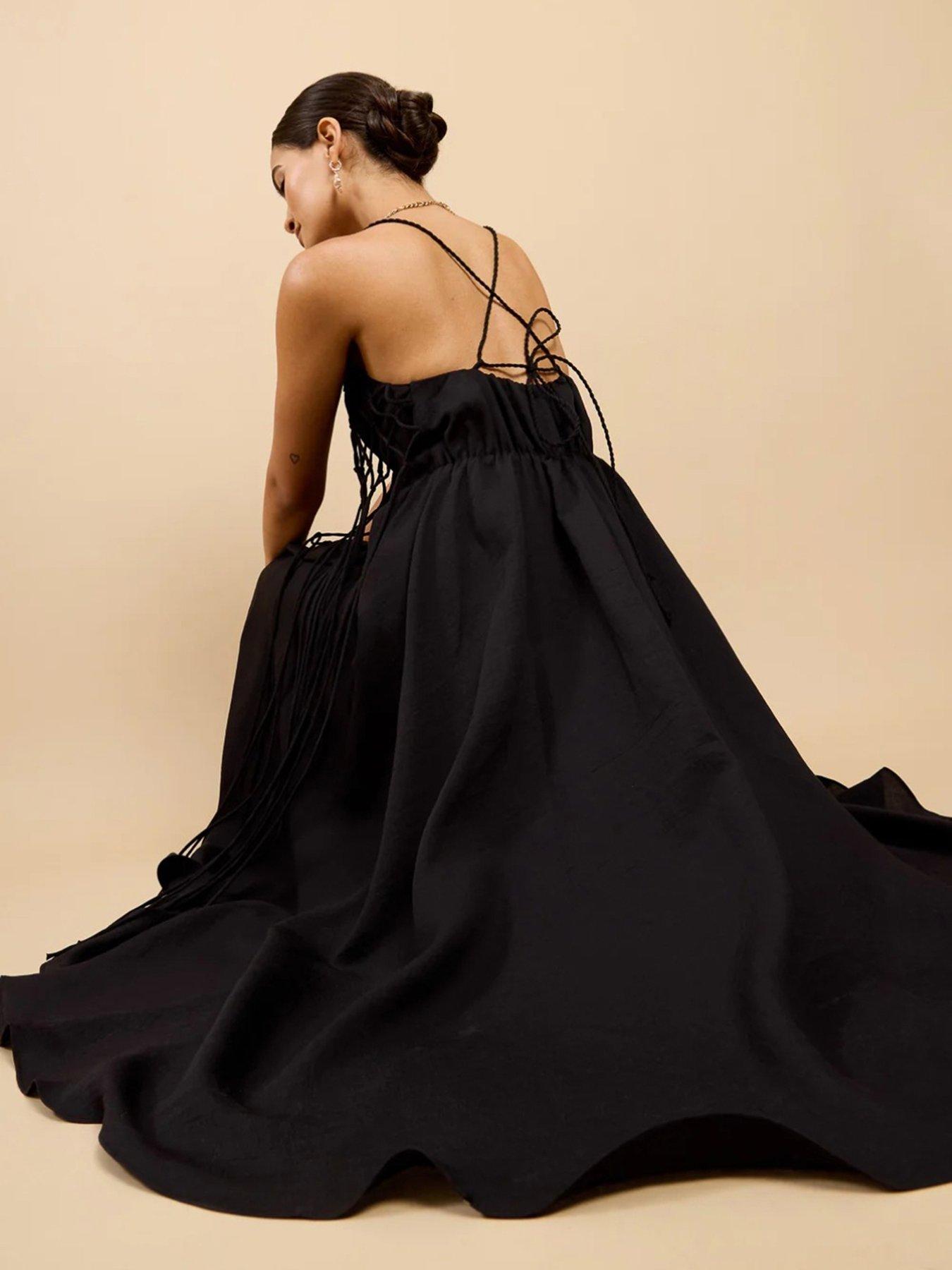 Image 5 of 5 of Little Mistress Black Tassel Midaxi Dress
