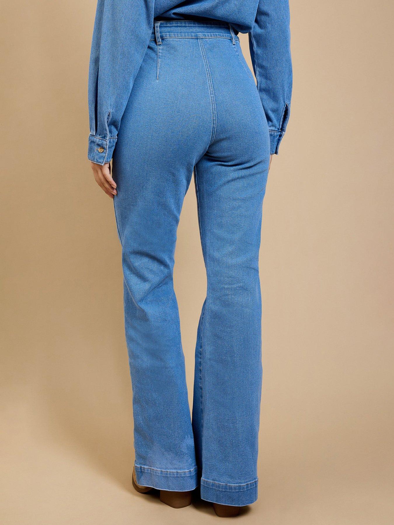 Image 2 of 4 of Little Mistress Wide Leg Jeans - Blue