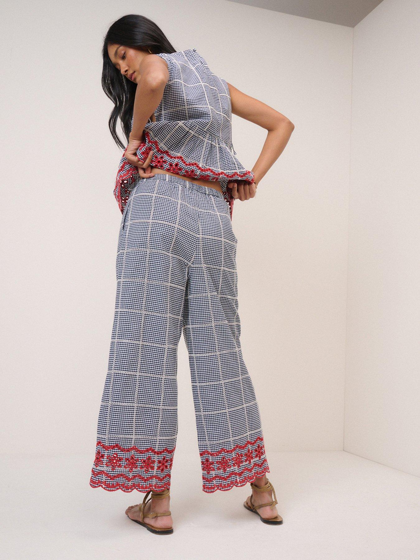 Image 2 of 6 of Nobodys Child Shrew Embroidered Crop Trousers - Multi
