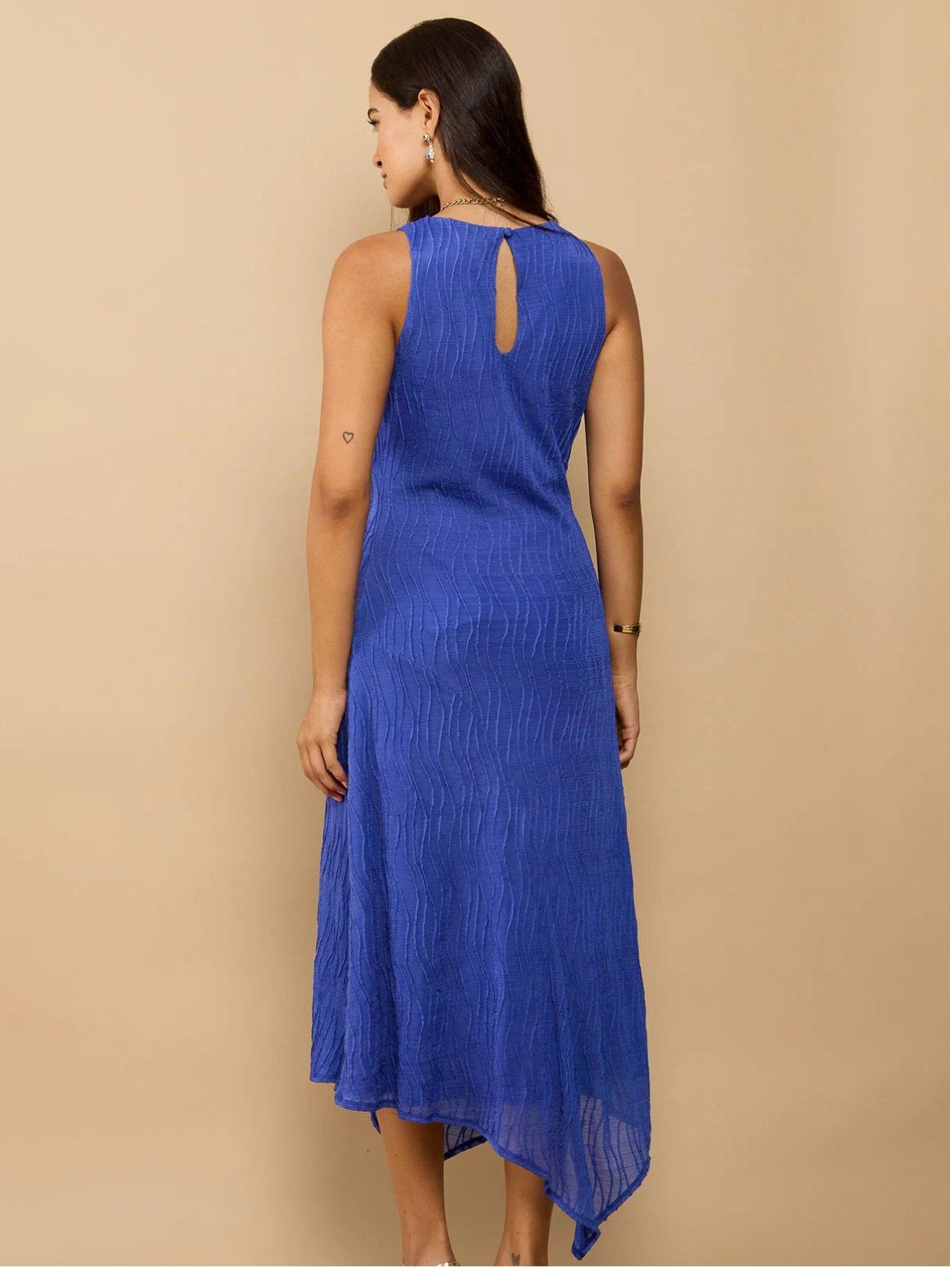 Image 2 of 4 of Little Mistress Textured Midaxi Dress - Blue