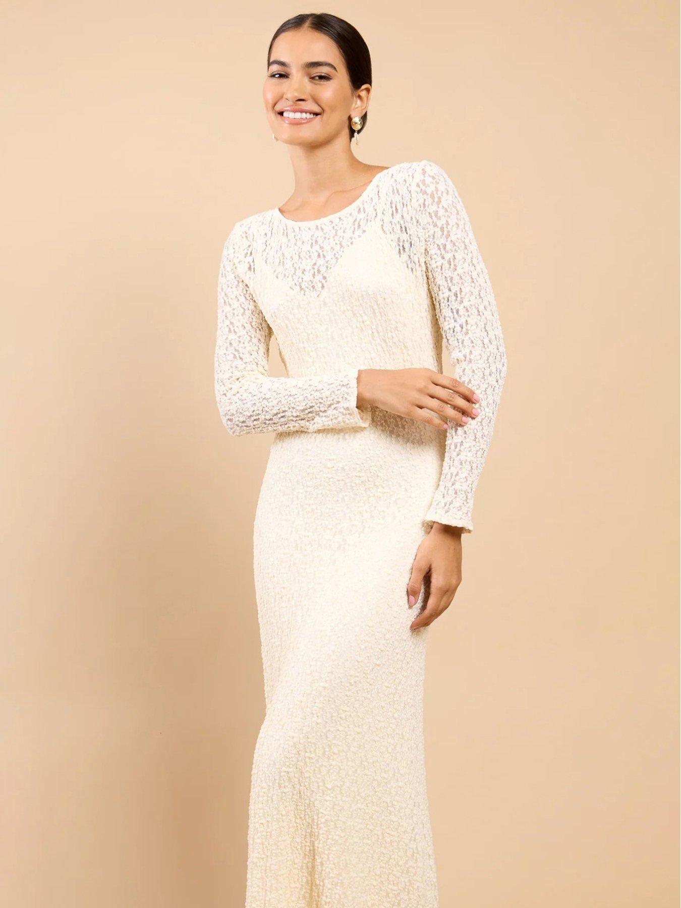 little mistress white lace dress Little Mistress White Ellen Optic White Crochet Lace Midi Pencil Dress