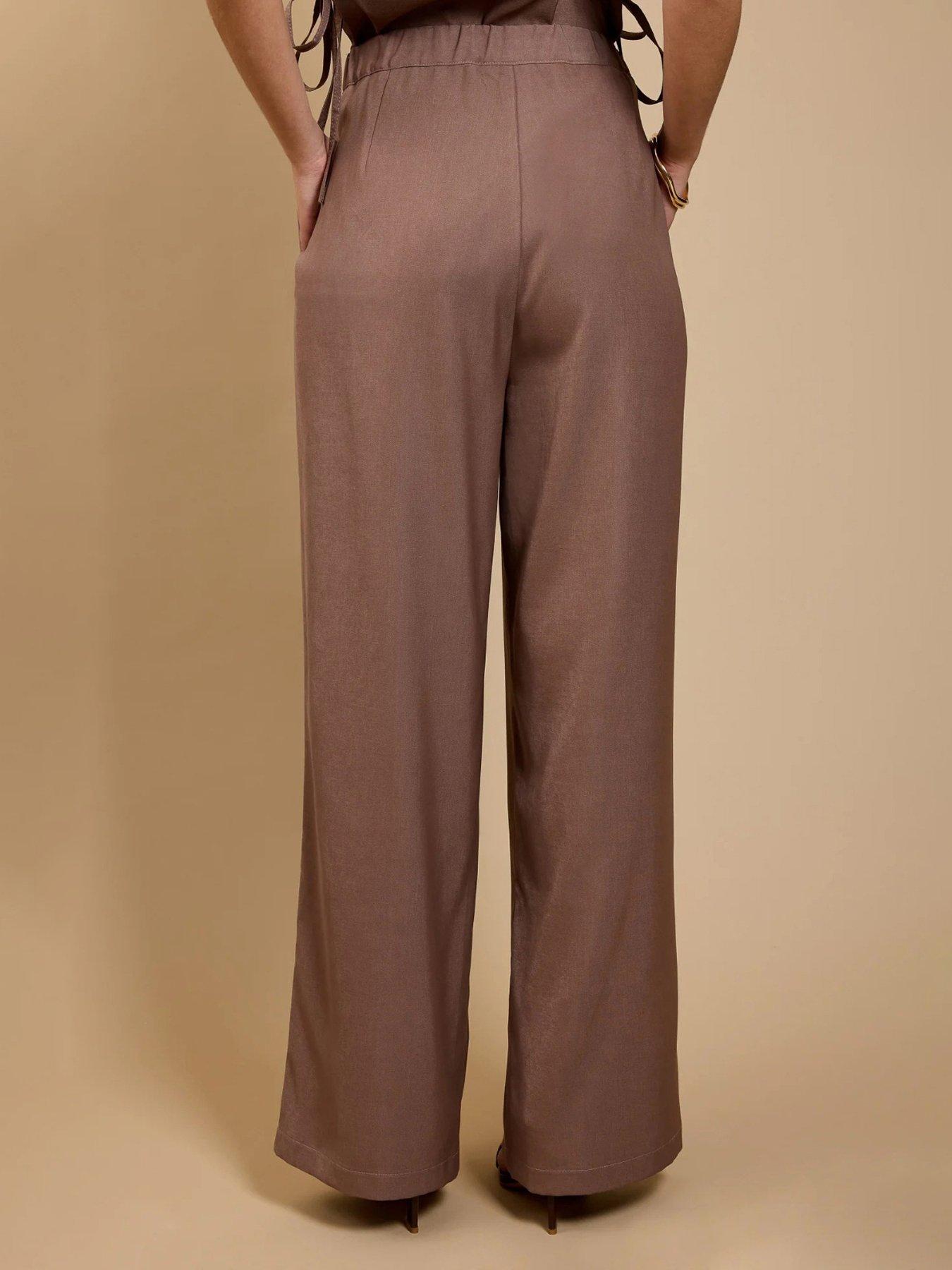 Image 2 of 4 of Little Mistress Wide Leg Trousers - Brown