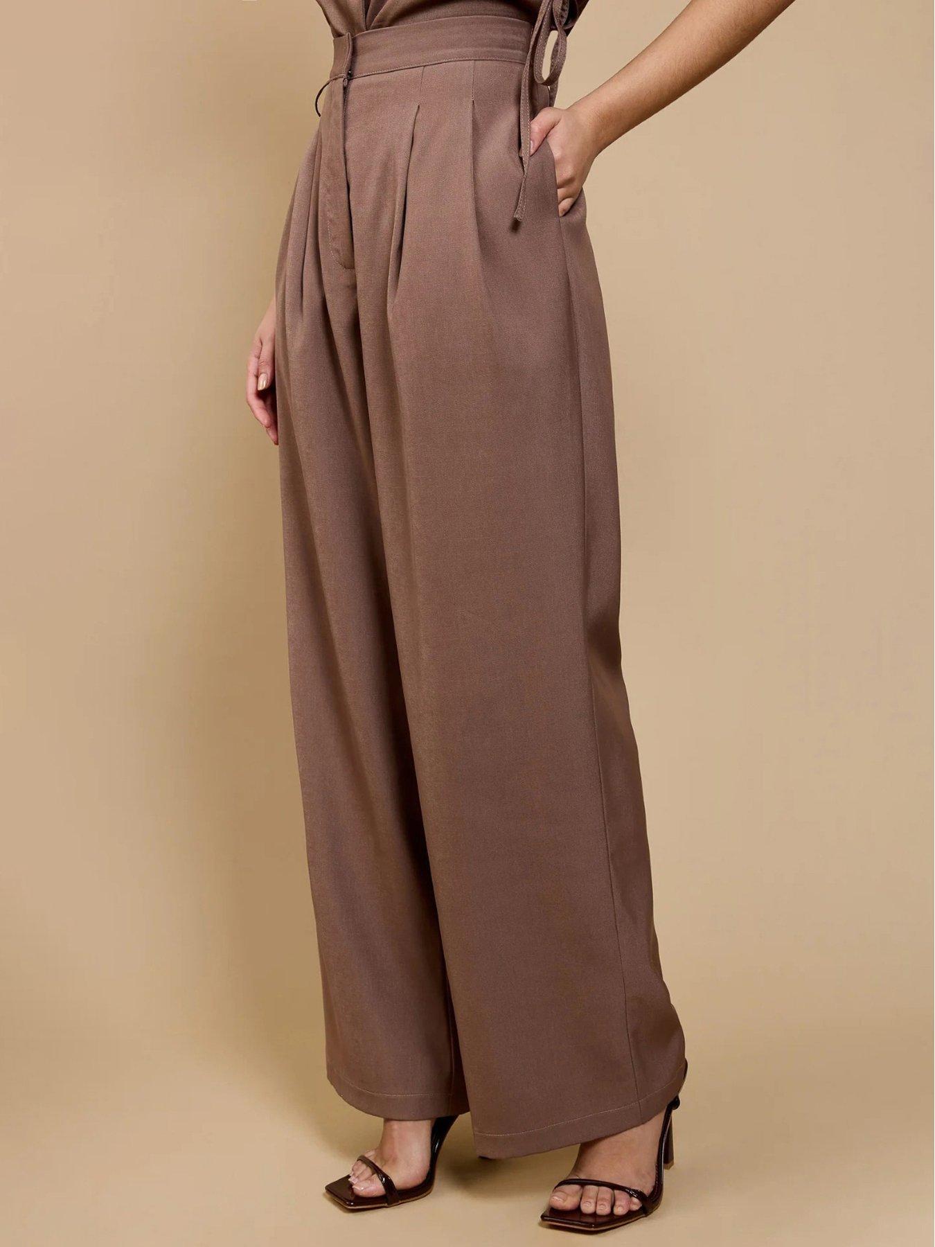 Image 3 of 4 of Little Mistress Wide Leg Trousers - Brown