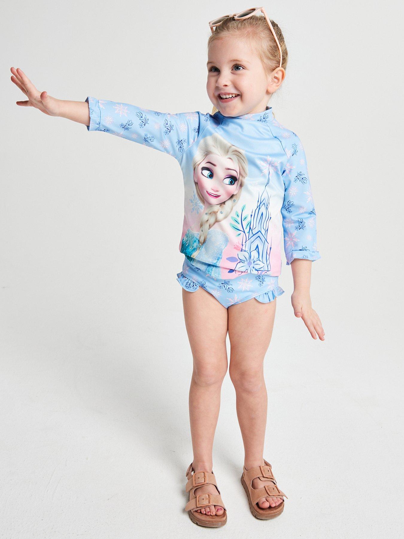Brand Threads Girls Frozen Elsa Swim Set