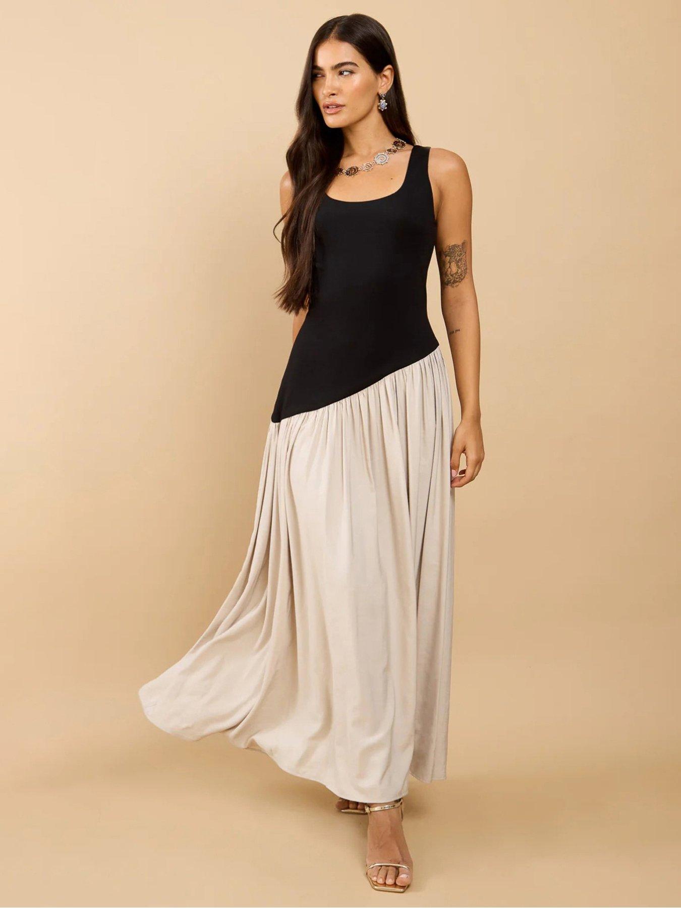 Little Mistress Dropped Waist Midaxi Dress - Black