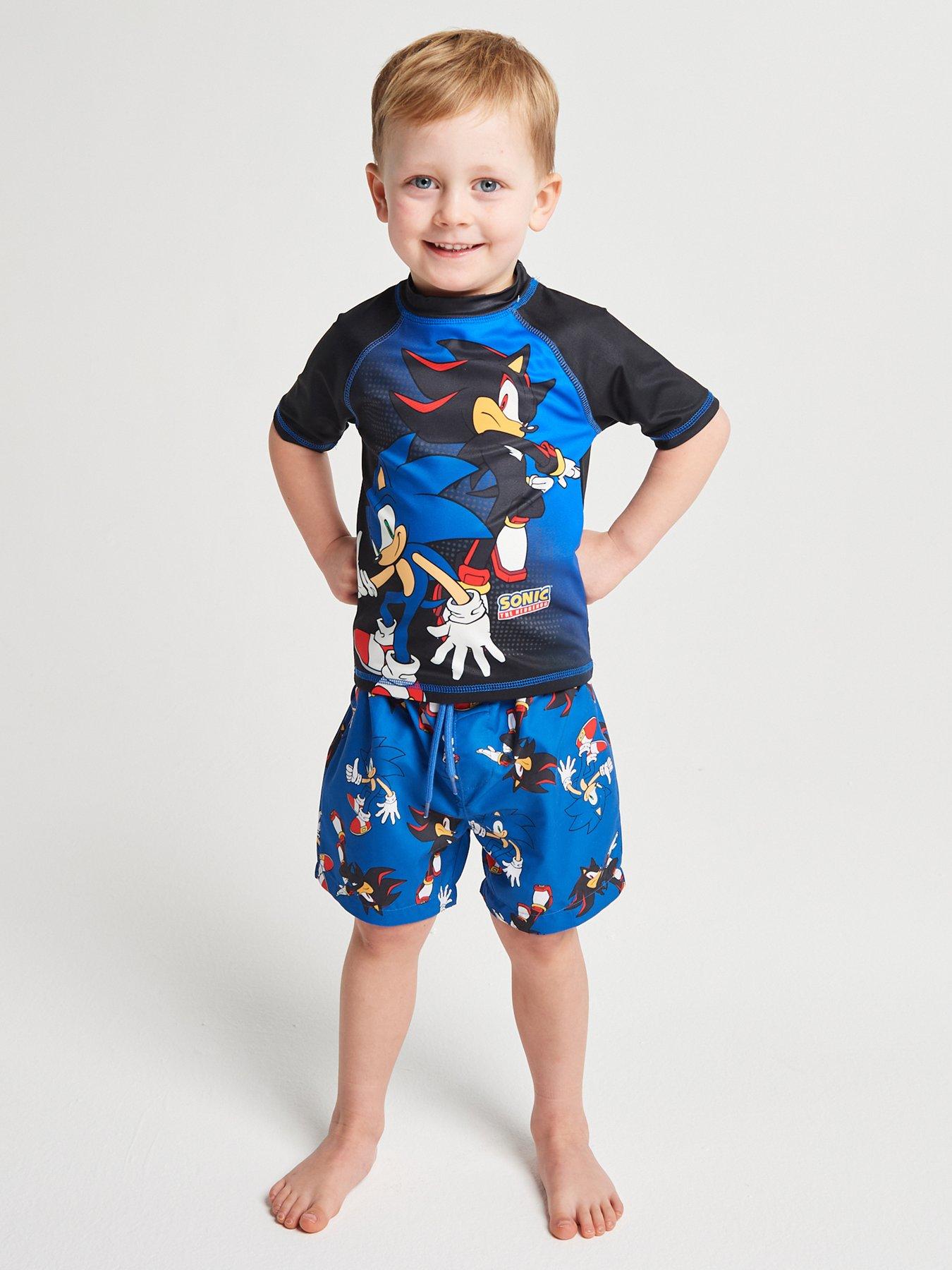 Brand Threads Boys Sonic vs Shadow Rash Vest  &  Shorts