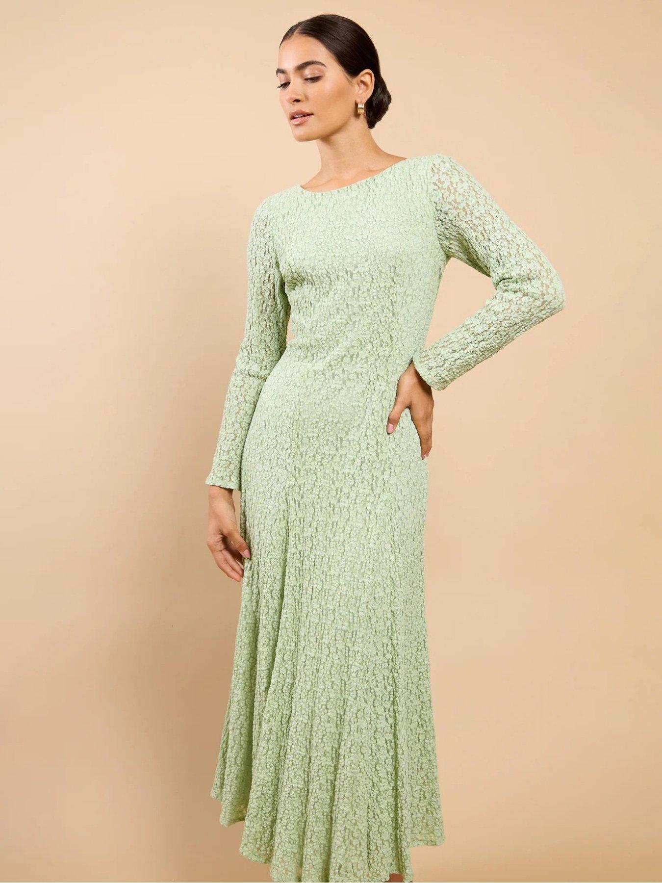 chinese dress ladies Alexis Sage Green Semi-Sheer Floral Lace Mini Dress main image 1