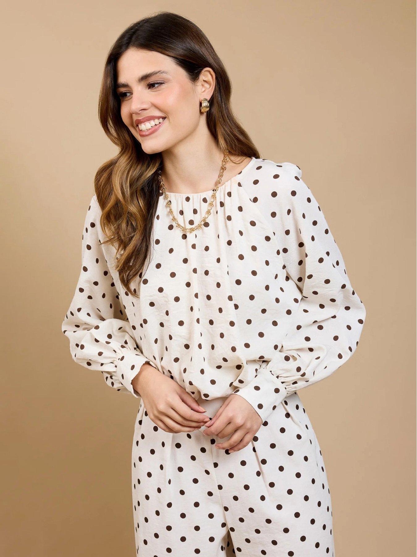 Little Mistress Polka Dot Balloon Top - Cream
