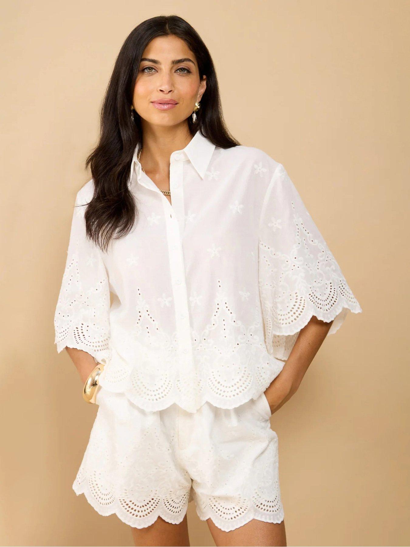 Image 1 of 4 of Little Mistress Embroidered Shirt - White