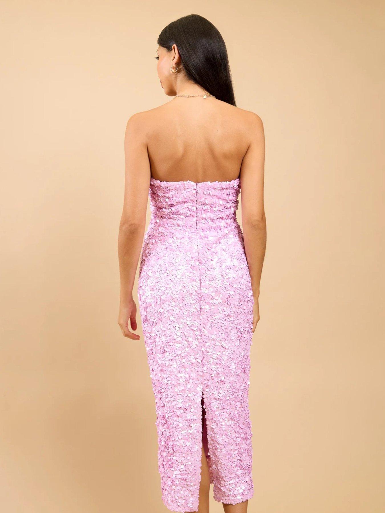Image 2 of 4 of Little Mistress Pink Sequin Midaxi Dress