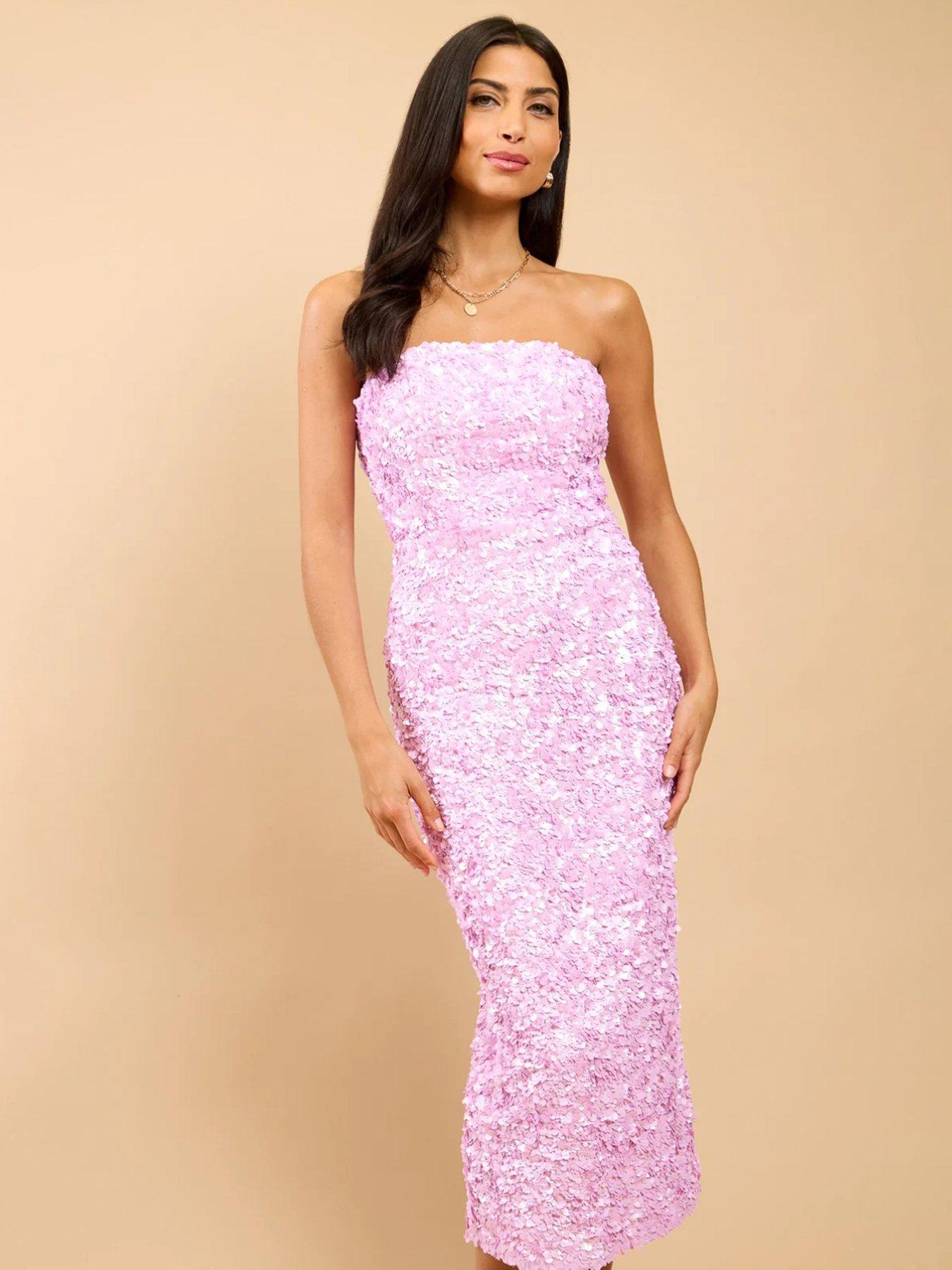 Image 3 of 4 of Little Mistress Pink Sequin Midaxi Dress