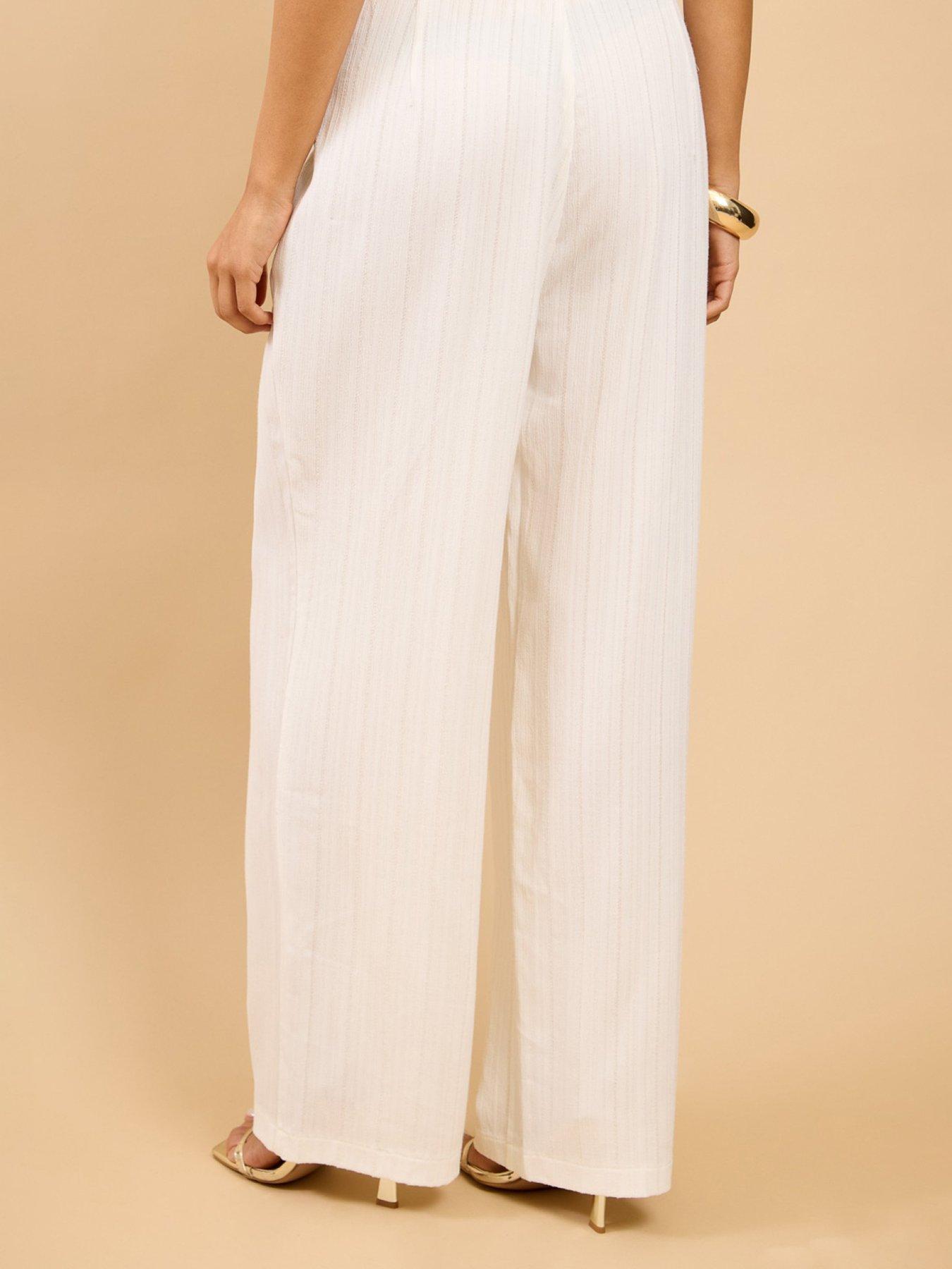 Image 2 of 4 of Little Mistress White Wide Leg Trousers