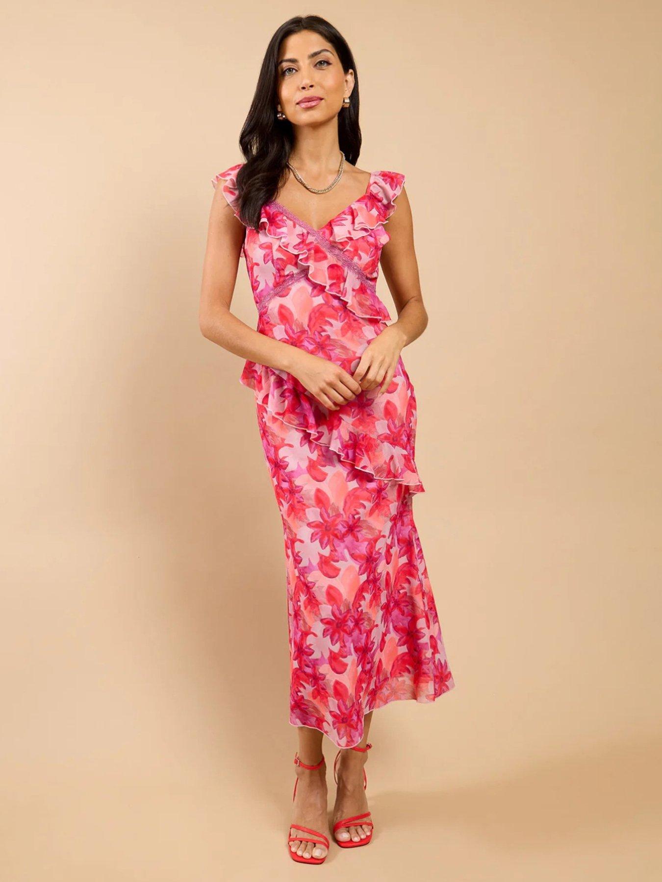 strapless open back dress Donna Morgan V-Neck Flutter Sleeve Midi Dress in Blush Pink Mauve – Deja Nu  Tx main image 1