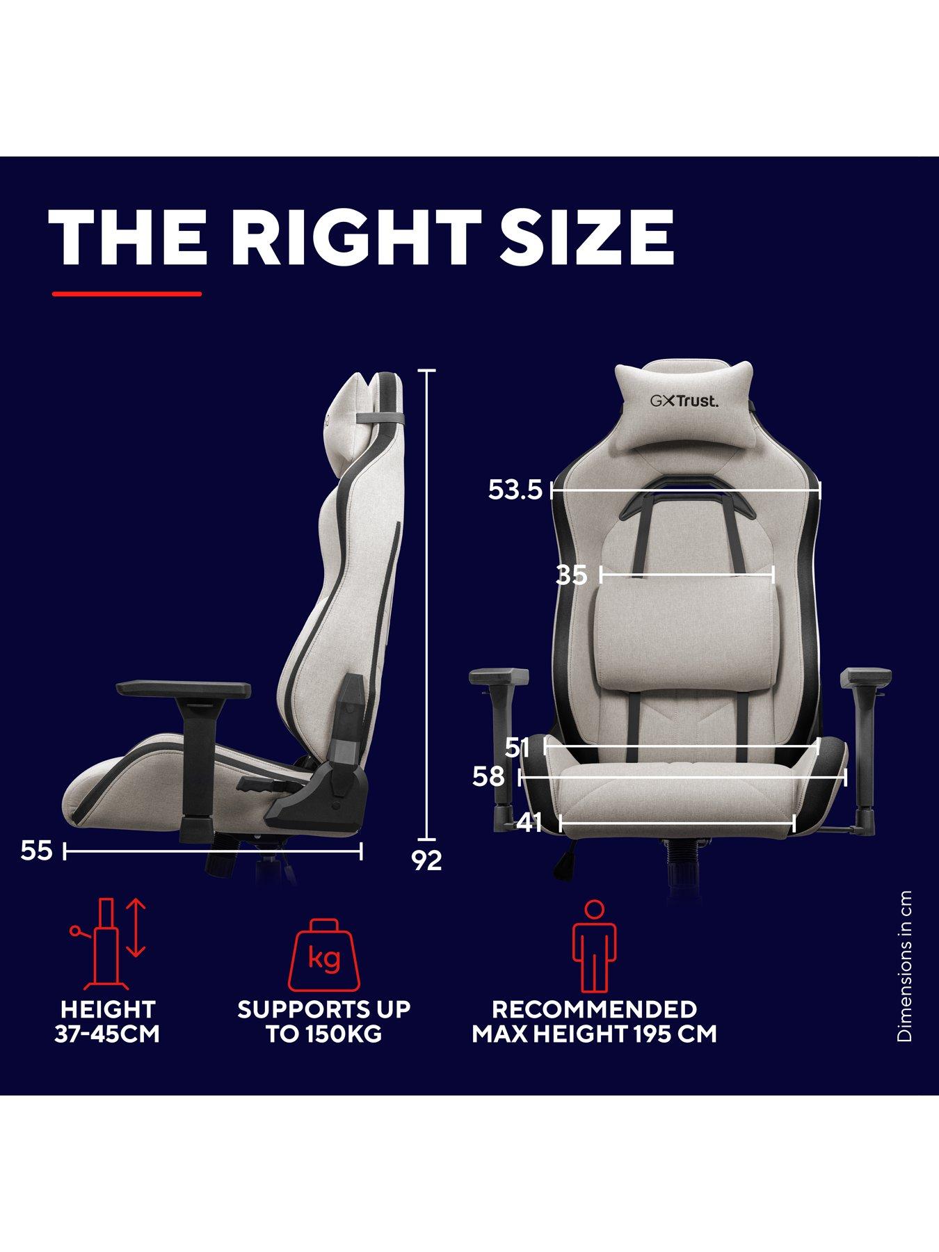 Image 6 of 8 of Trust GXT 723B Ruya Comfortable Fully Adjustable Fabric Gaming Chair, Beige