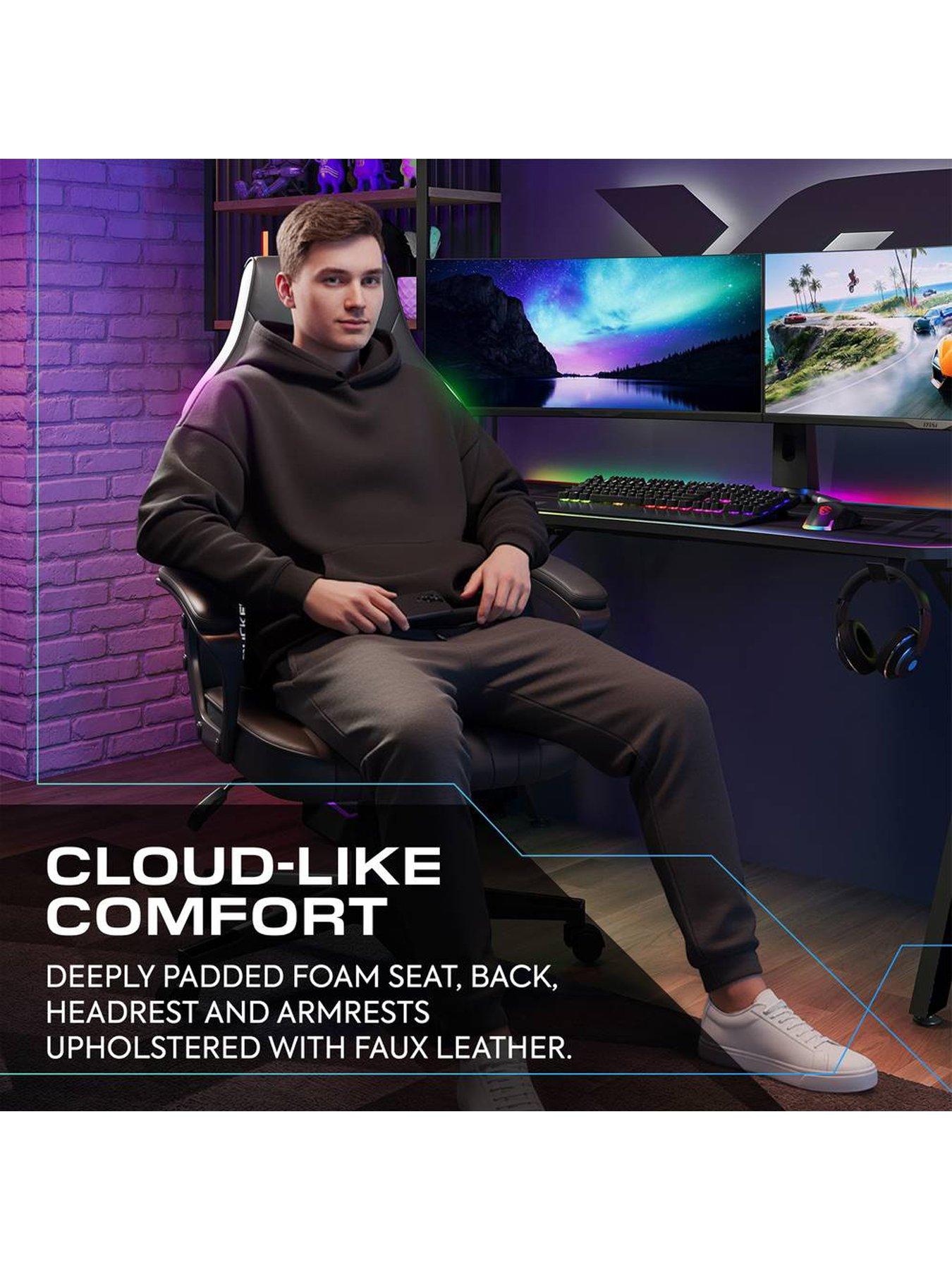 X Rocker Tempest RGB Ergonomic PC Gaming Chair with LED Lights - Black ...