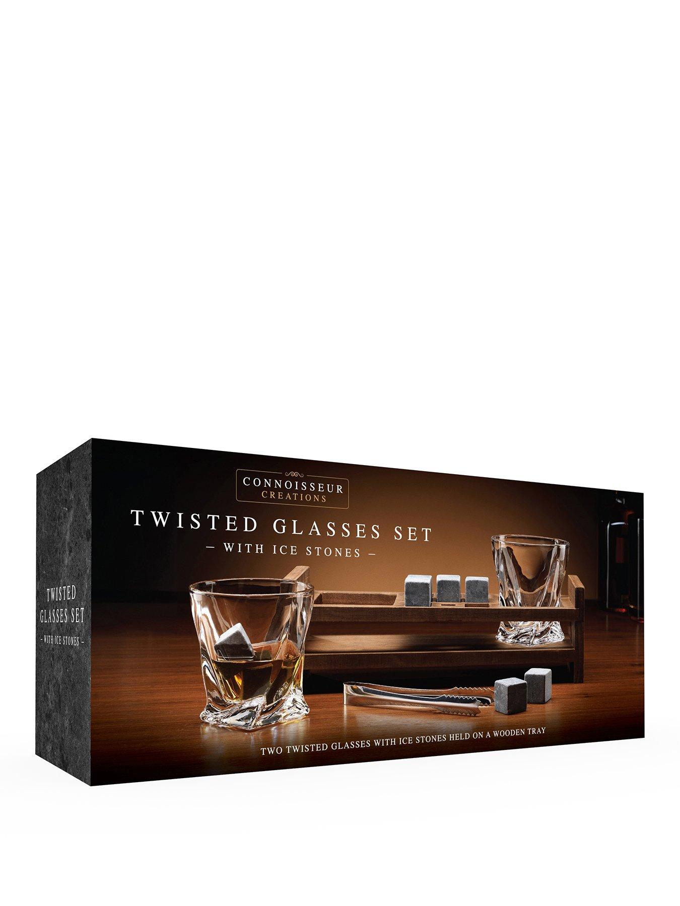 MenKind Twisted Glasses Gift Set with Ice stones