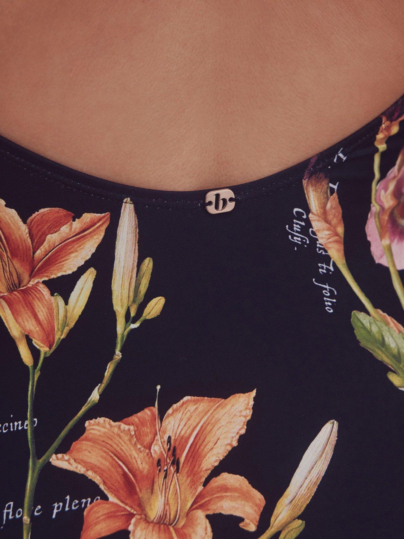 Image 5 of 6 of Ted Baker B By Baker Floral Plunge Swimsuit - Black Multi