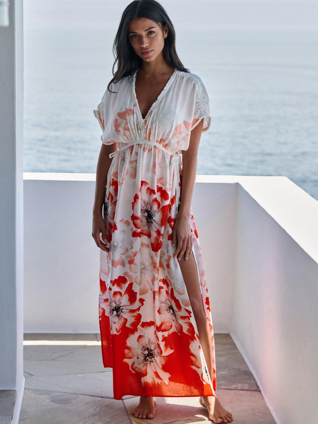 B By Ted Baker: Floral Cover Up Beach Dress - White