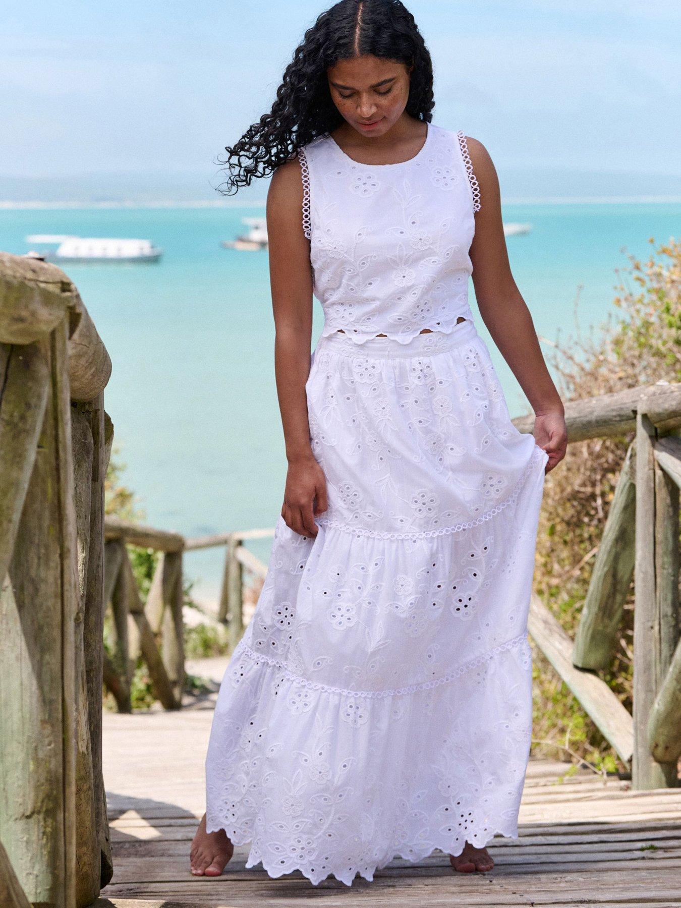 Image 1 of 6 of Ted Baker B By Ted Baker Broidery Skirt - White