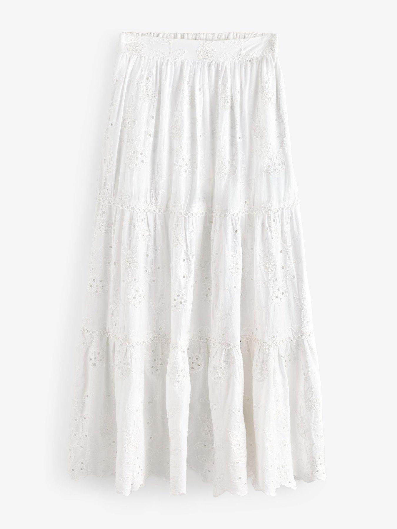 Image 4 of 6 of Ted Baker B By Ted Baker Broidery Skirt - White