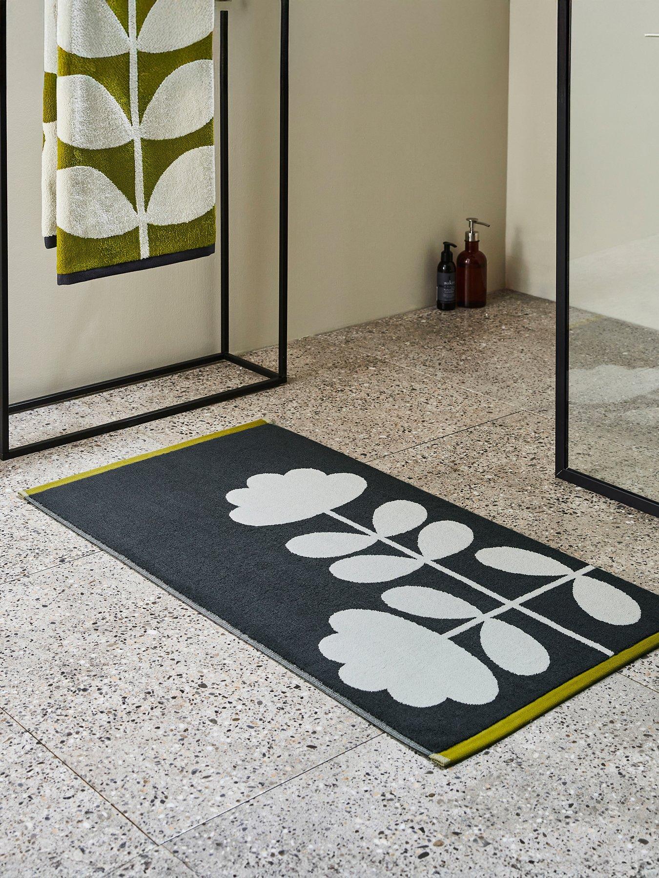 Orla Kiely Cut Stem 100% Cotton Moss Charcoal 50x90cm Bath Mat