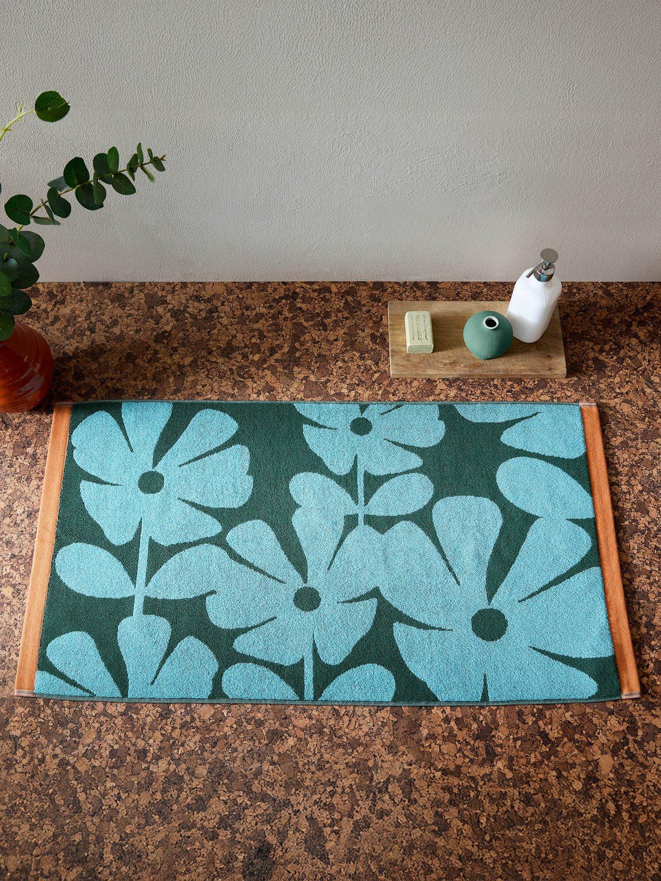 Image 1 of 3 of Orla Kiely Wildflower 100% Cotton Blue Lagoon 50x90cm Bath Mat