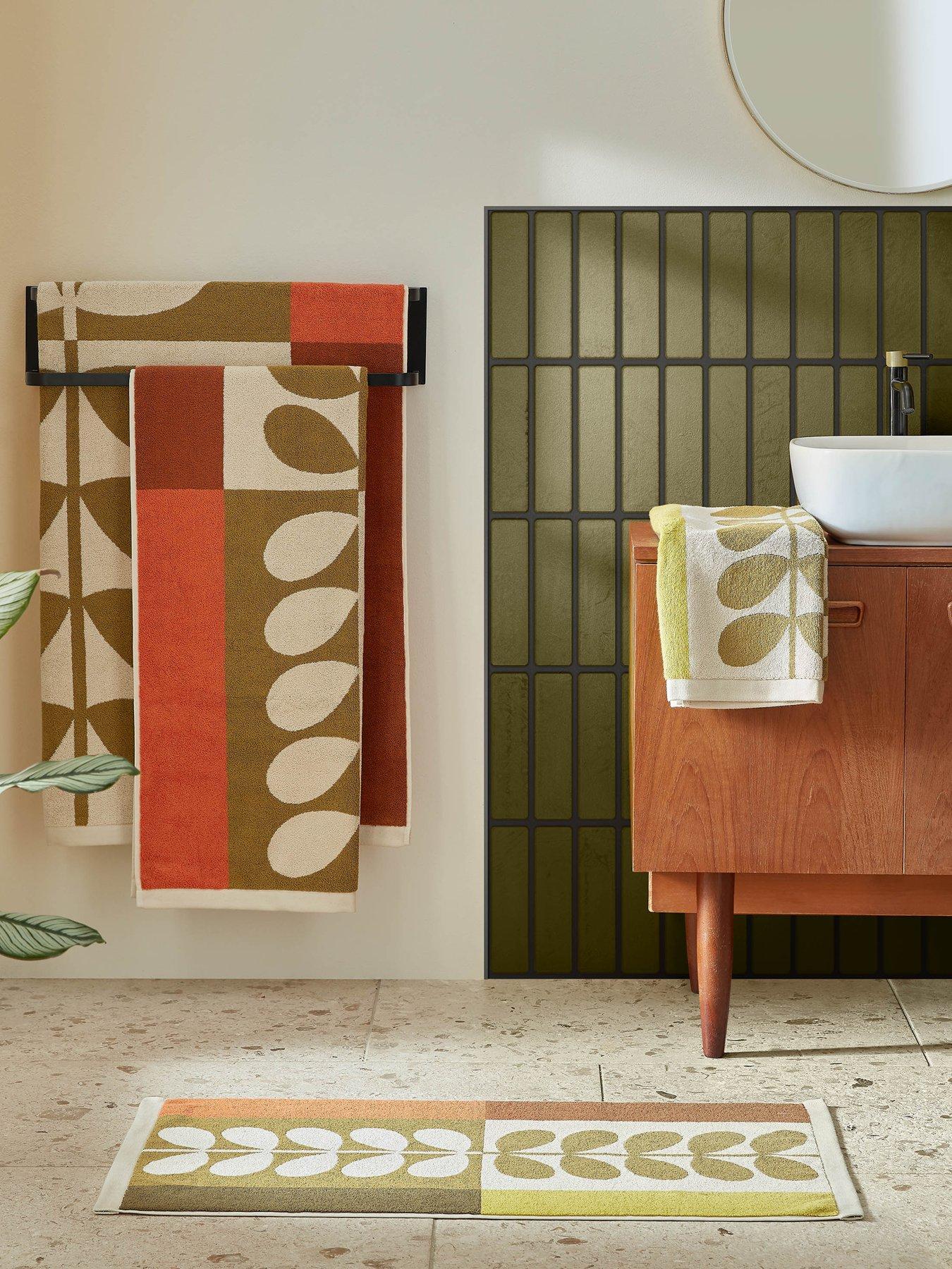 Orla Kiely Stem Check 100% Cotton Hazel Ochre Towel Collection