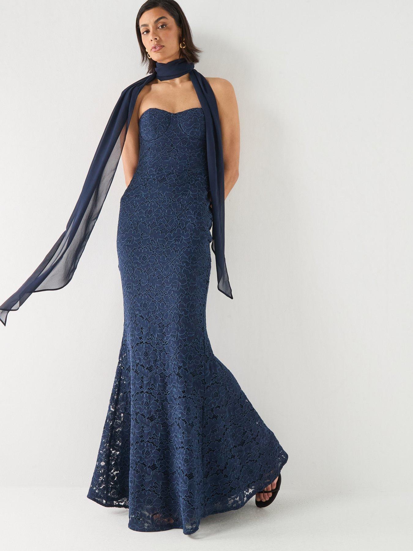 blue maxi dress with neck scarf Chloé Scarf Maxi Dress main image 1