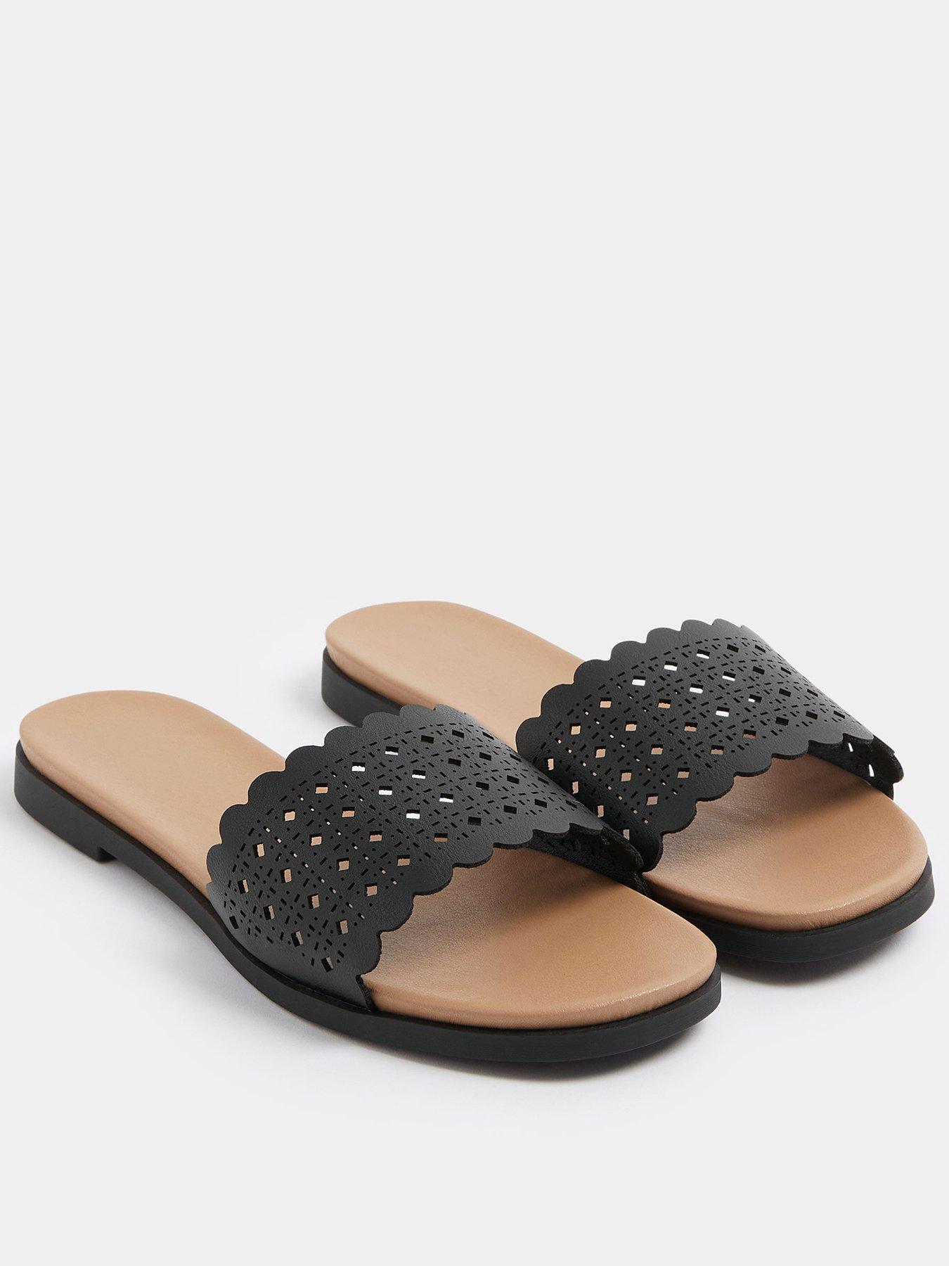 Image 2 of 4 of Yours Curve Extra Wide Fit Laser Cut Out Mule - Black