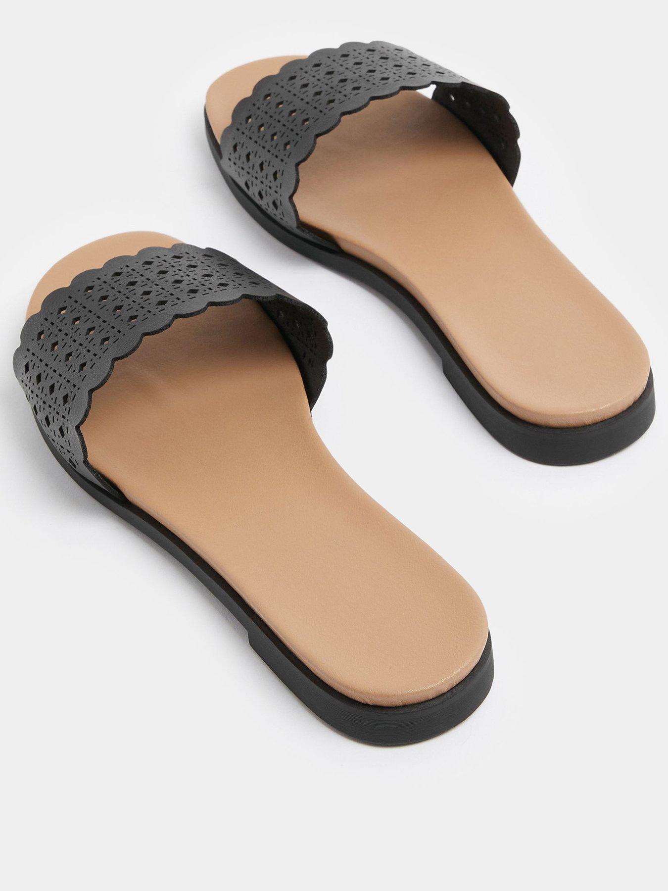 Image 3 of 4 of Yours Curve Extra Wide Fit Laser Cut Out Mule - Black