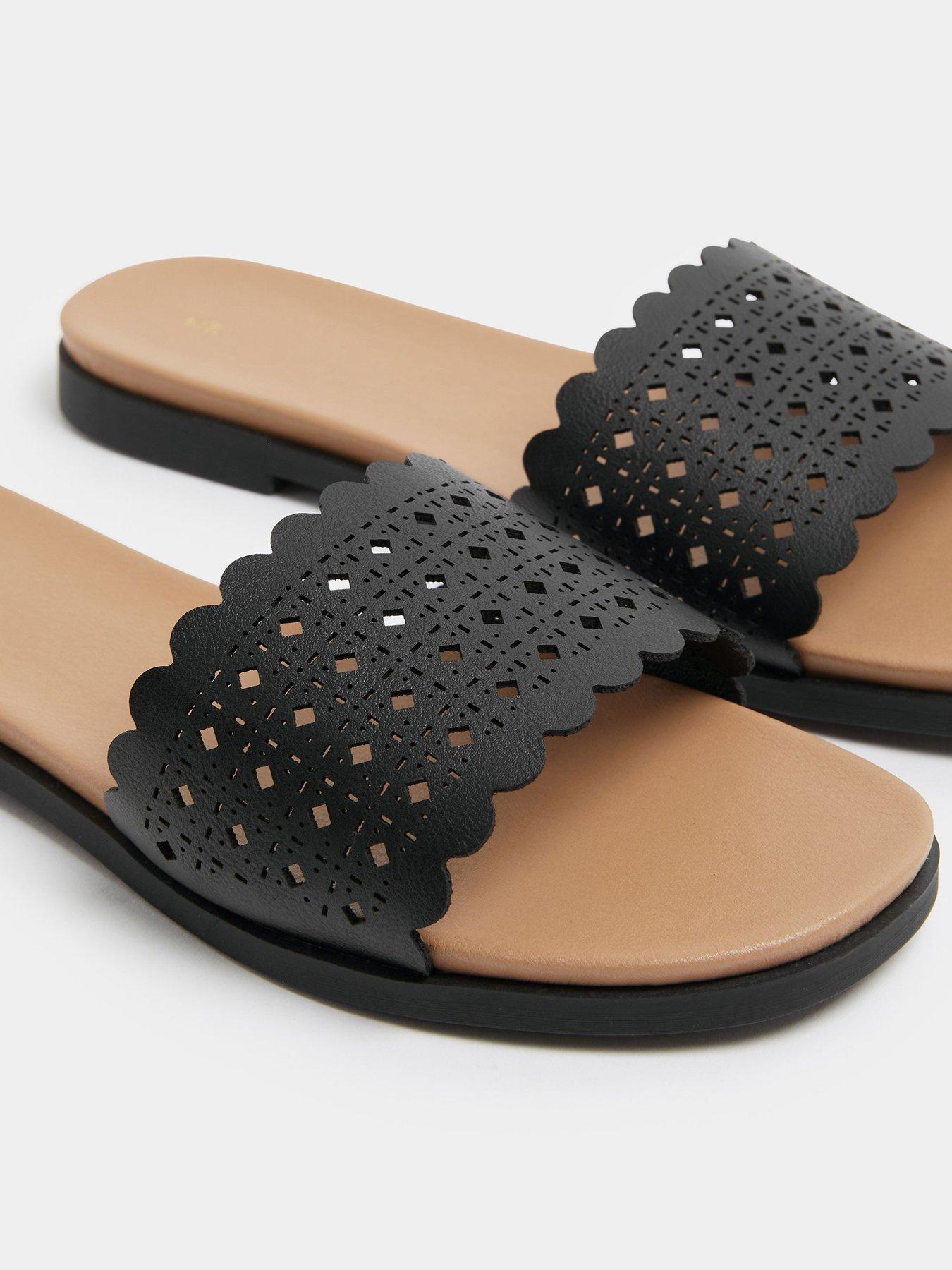 Image 4 of 4 of Yours Curve Extra Wide Fit Laser Cut Out Mule - Black