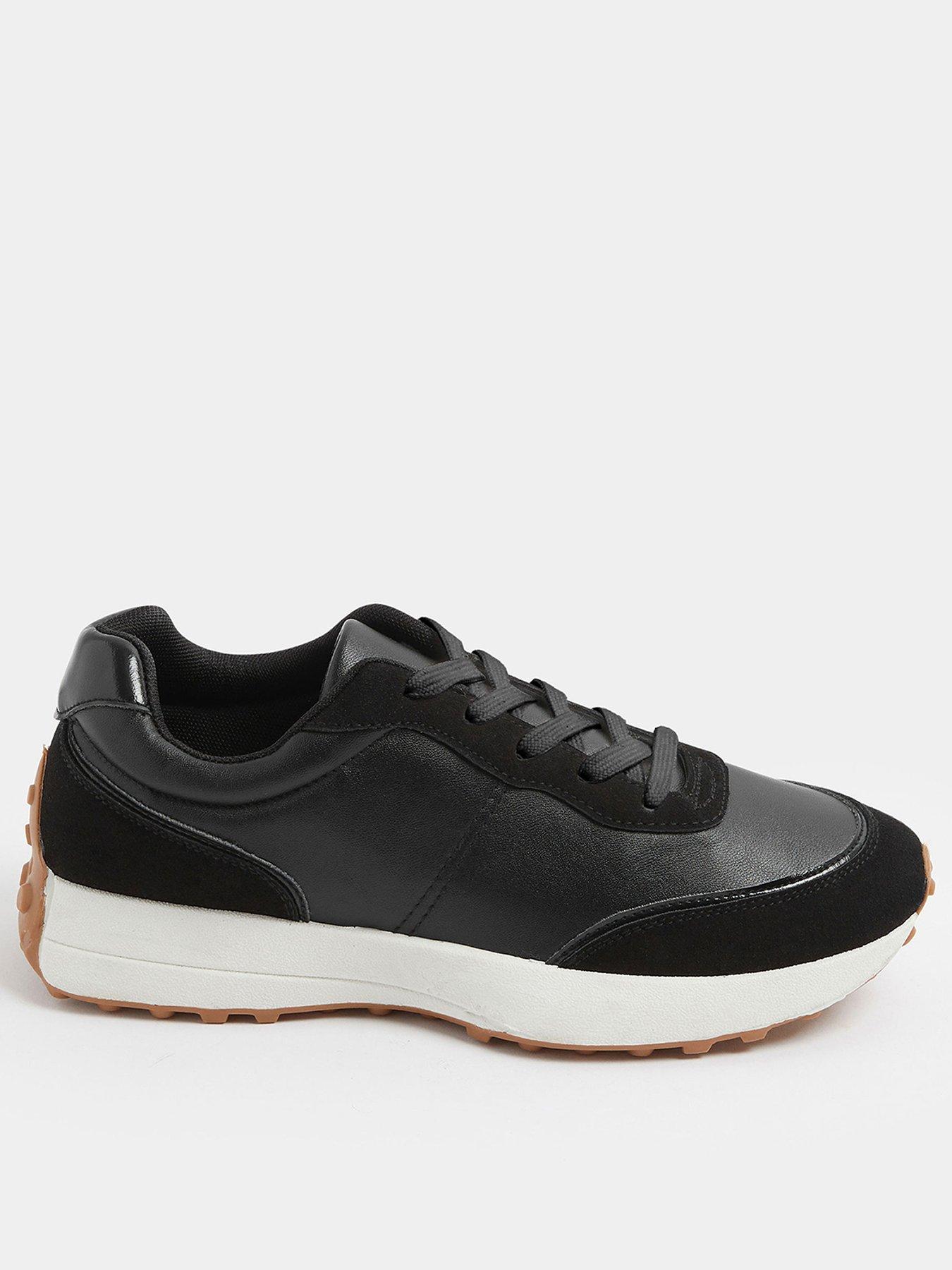 Yours Curve Wide Fit Lace Up Runner Trainer - Black