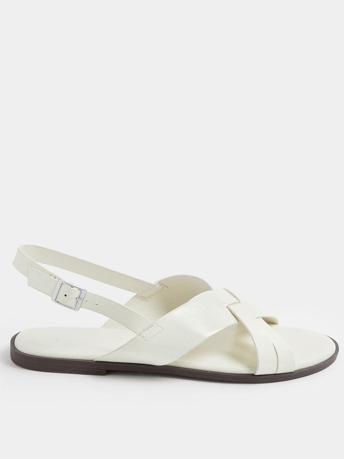 Yours Curve Wide Fit Cross Over Sandals - White