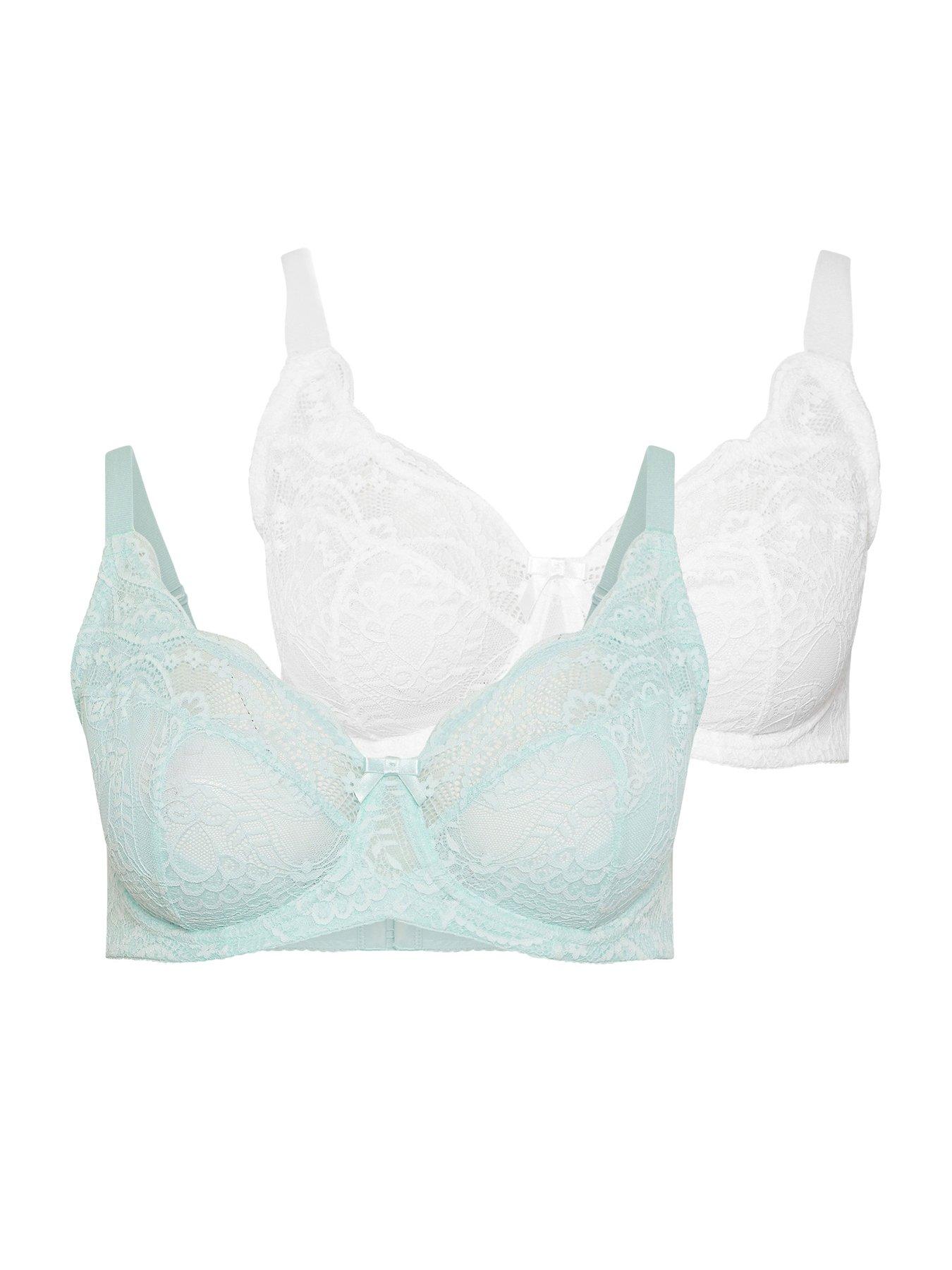 Yours Curve 2 Pack Swirl Lace Underwire Bras - Green | Very