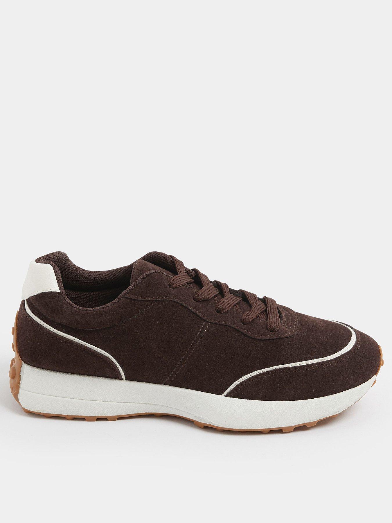 Yours Curve Extra Wide Fit Lace Up Runner Trainer - Brown