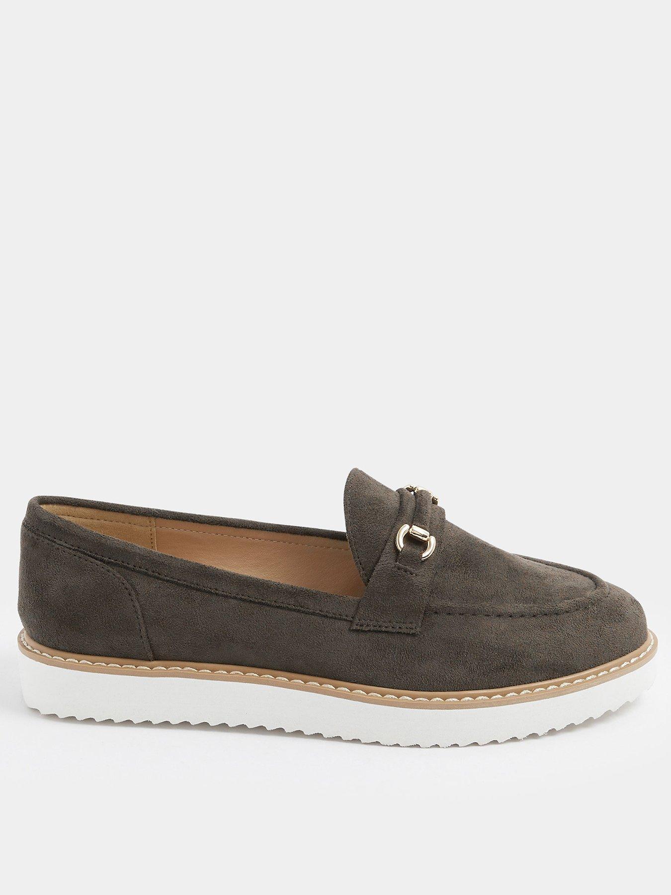 Yours Curve Wide Fit Snaffle Trim Loafer - Brown