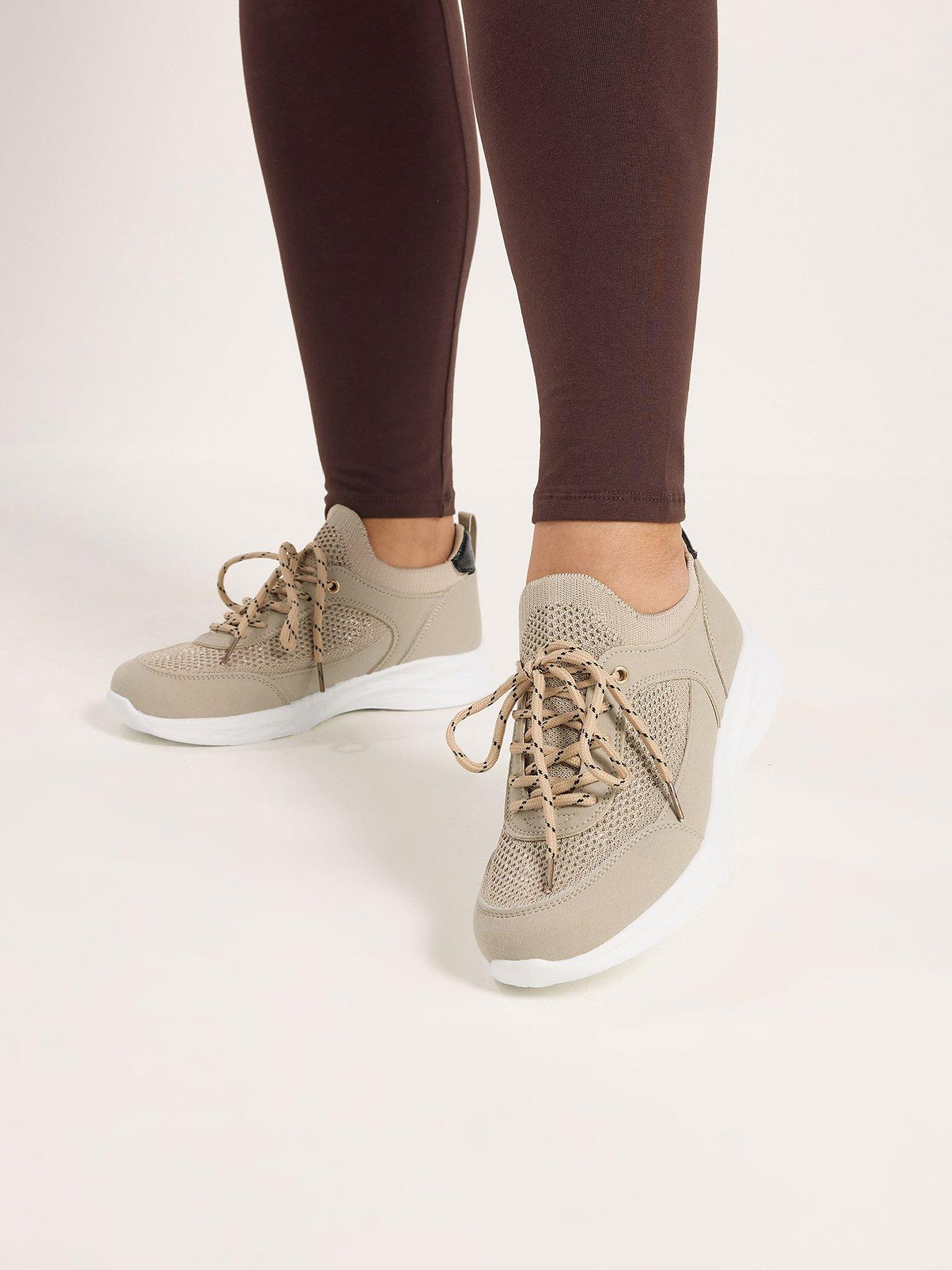 Yours Curve Extra Wide Fit Knitted Lace Up Trainer