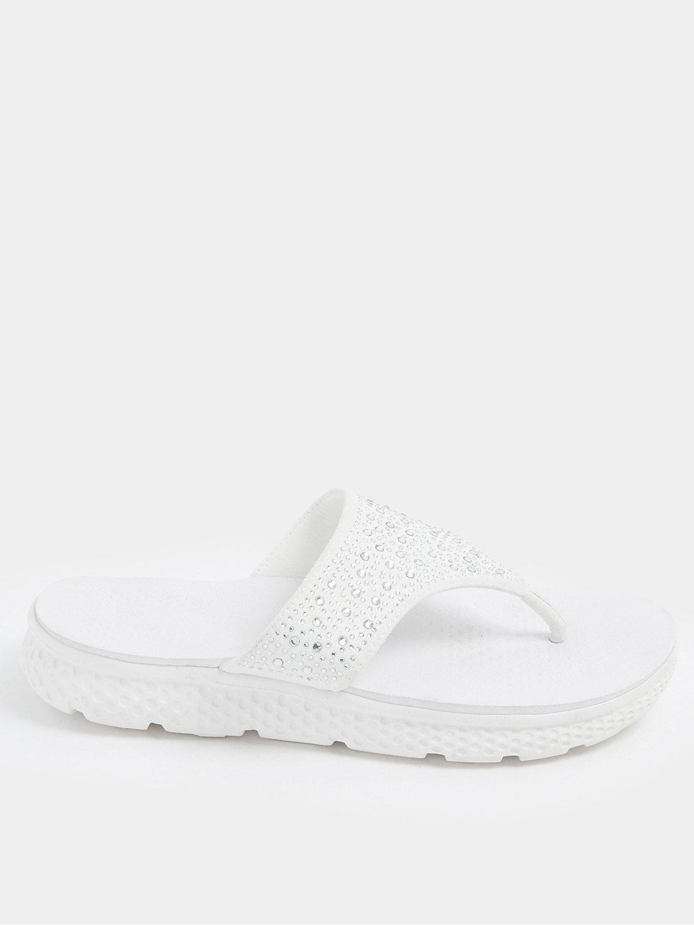 Yours Curve Wide Fit Glitz Sandals - White