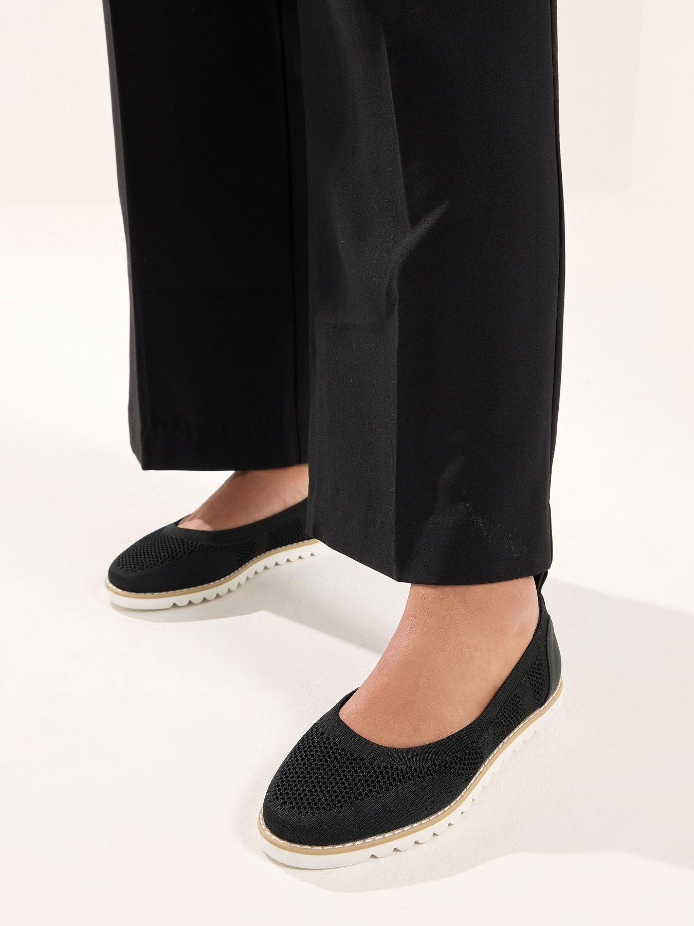 Image 4 of 4 of Yours Curve Extra Wide Fit Knitted Ballet Pump