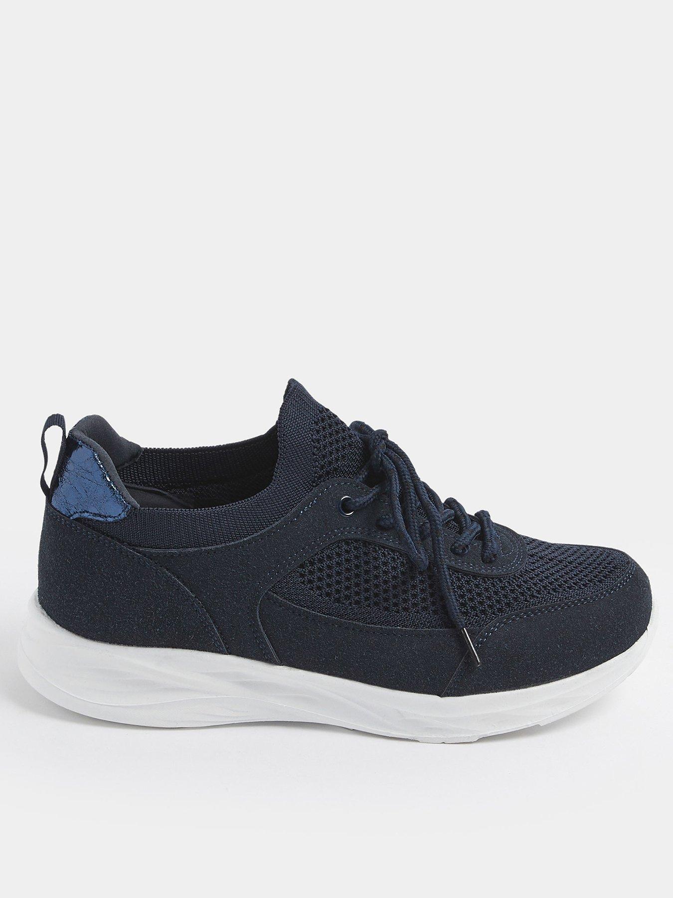 Yours Curve Extra Wide Fit Knitted Lace Up Trainer