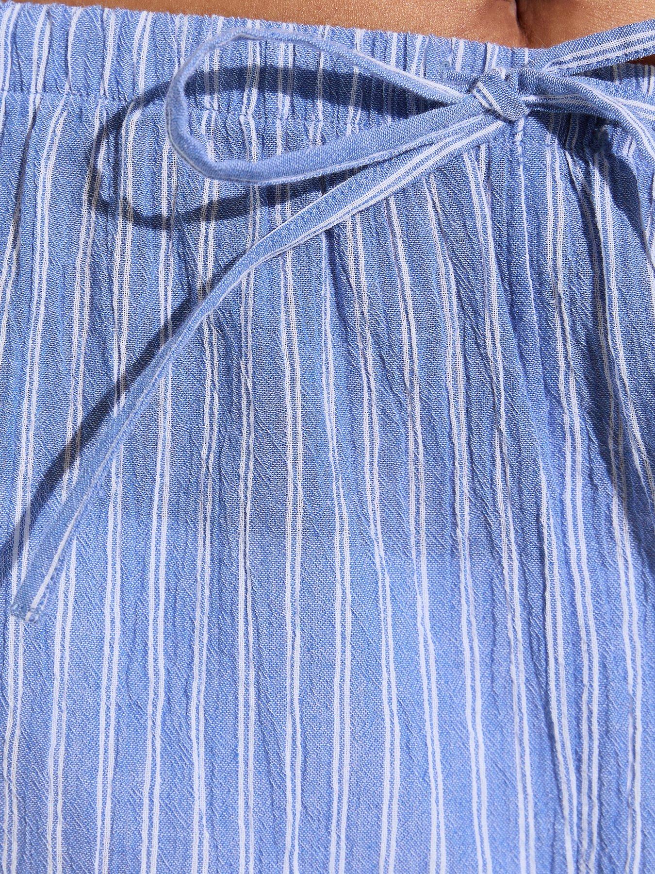 Image 5 of 5 of New Look Striped Drawstring Waist Beach Shorts - Blue