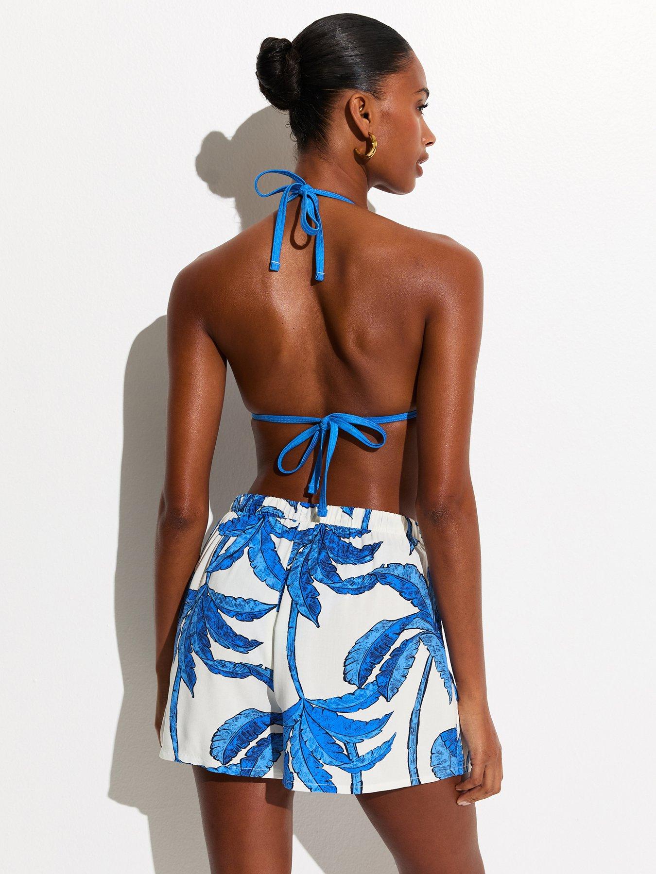 Image 2 of 6 of New Look Blue Palm Tree Print Beach Shorts