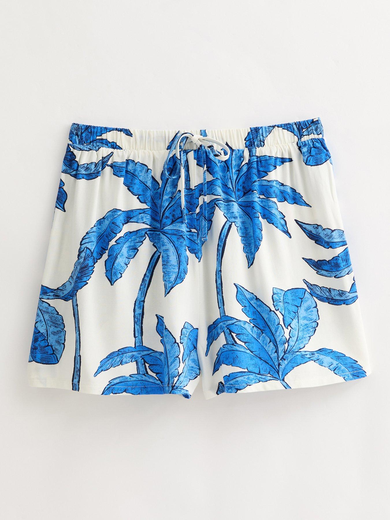 Image 5 of 6 of New Look Blue Palm Tree Print Beach Shorts