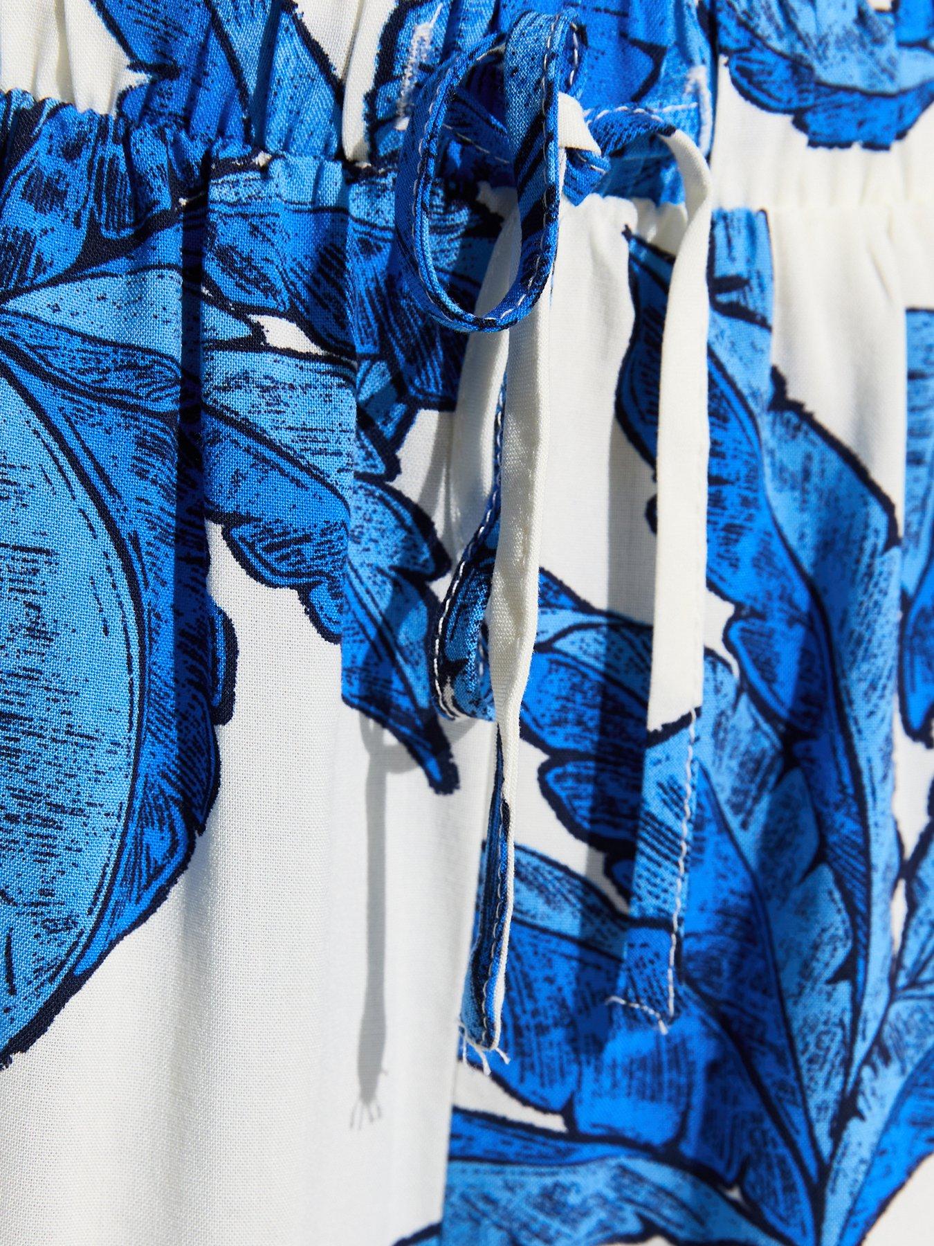 Image 6 of 6 of New Look Blue Palm Tree Print Beach Shorts