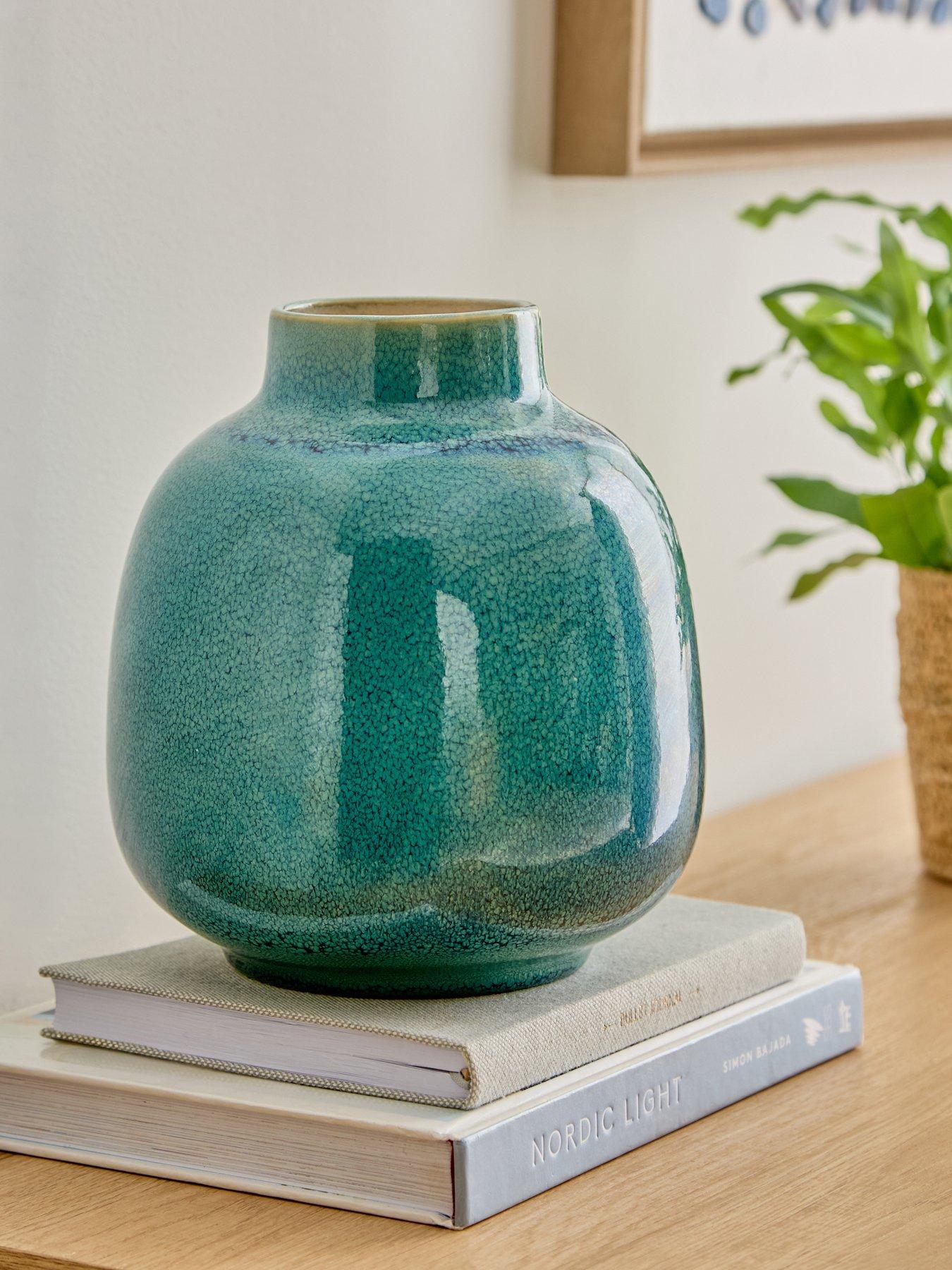 Image 1 of 6 of The Very Collection Reactive Glaze Vase - Blue