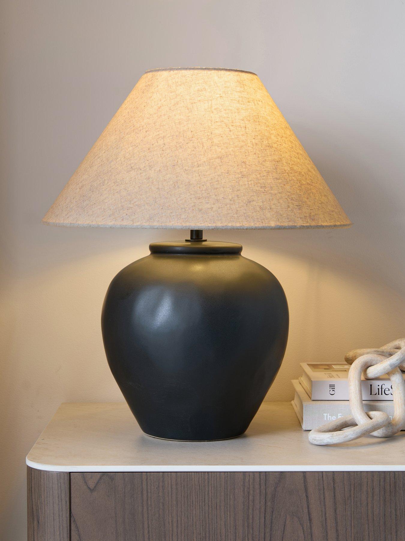 Image 1 of 8 of Michelle Keegan Home Black Worn Ceramic Table Lamp