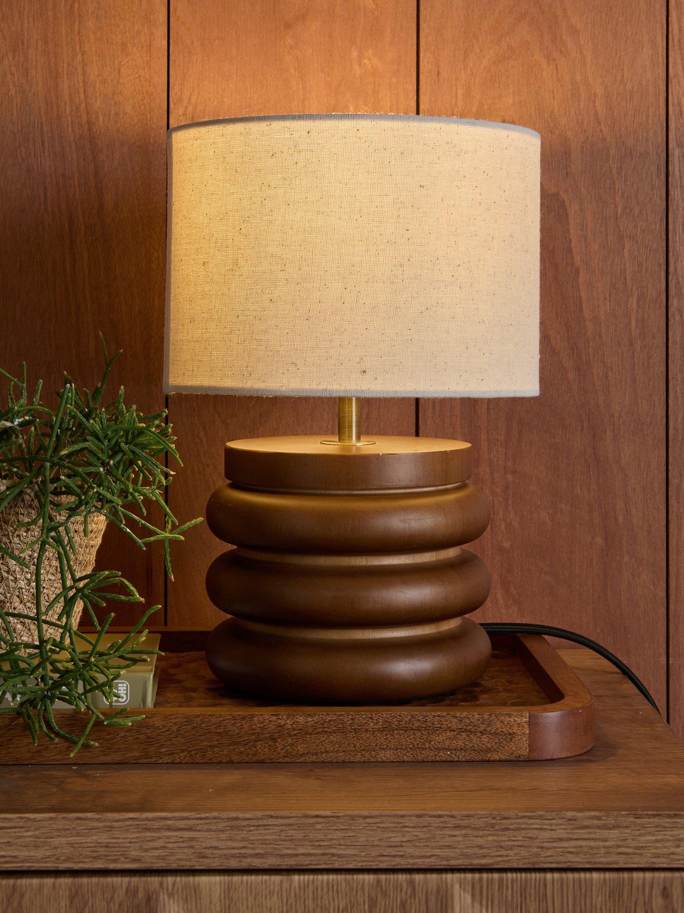 Image 1 of 8 of The Very Collection Small Wooden Stacked Table Lamp